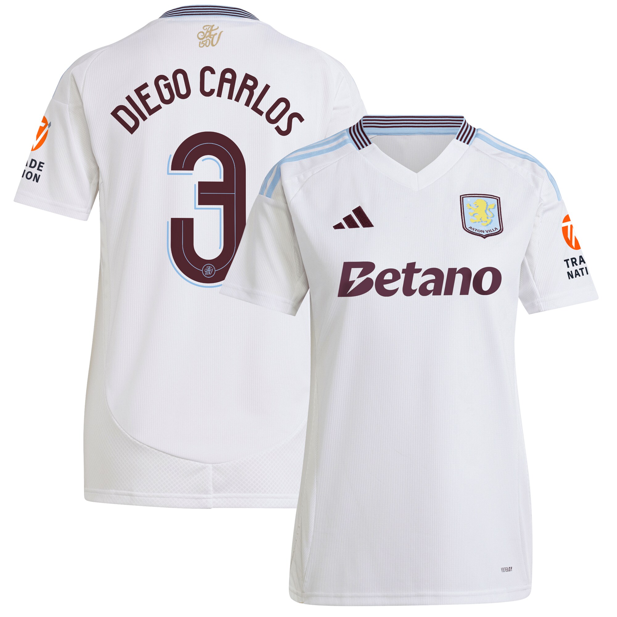 aston villa adidas away shirt 2024-25 – womens with diego carlos 3 cup printing Collection | Official Aston Villa FC Gear Online