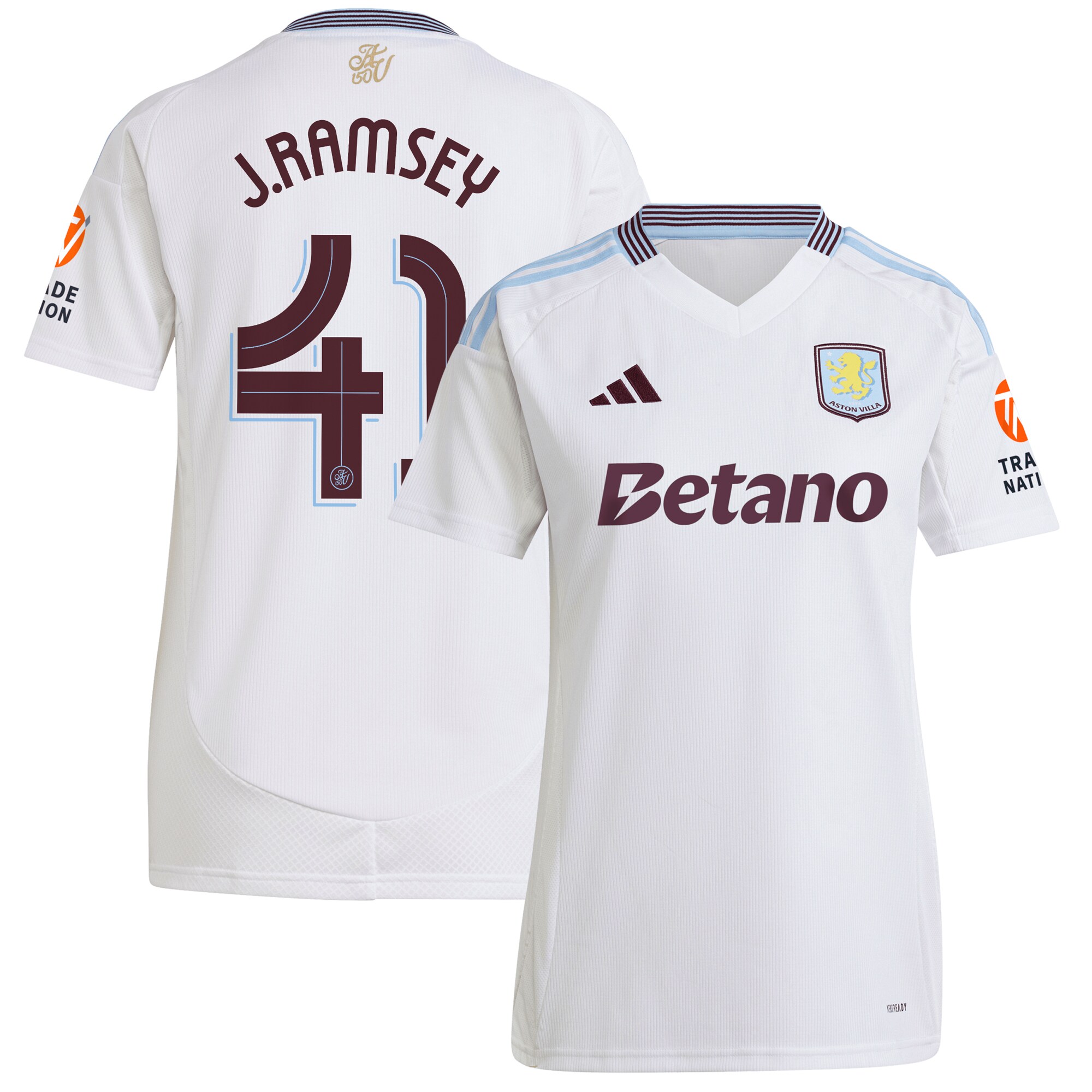 aston villa adidas away shirt 2024-25 – womens with j. ramsey 41 cup printing Collection | Official Aston Villa FC Gear Online