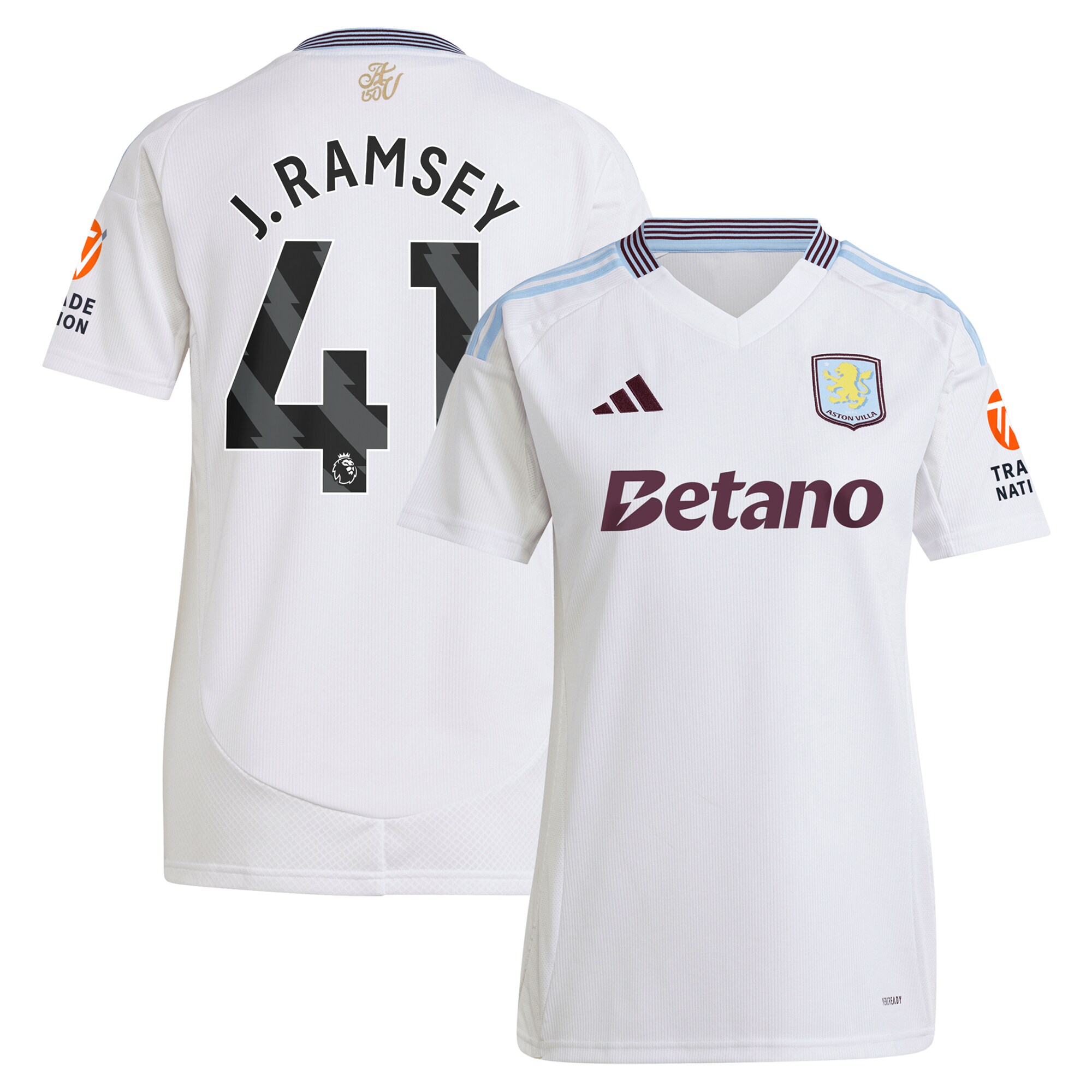 aston villa adidas away shirt 2024-25 – womens with j. ramsey 41 printing Collection | Official Aston Villa FC Gear Online