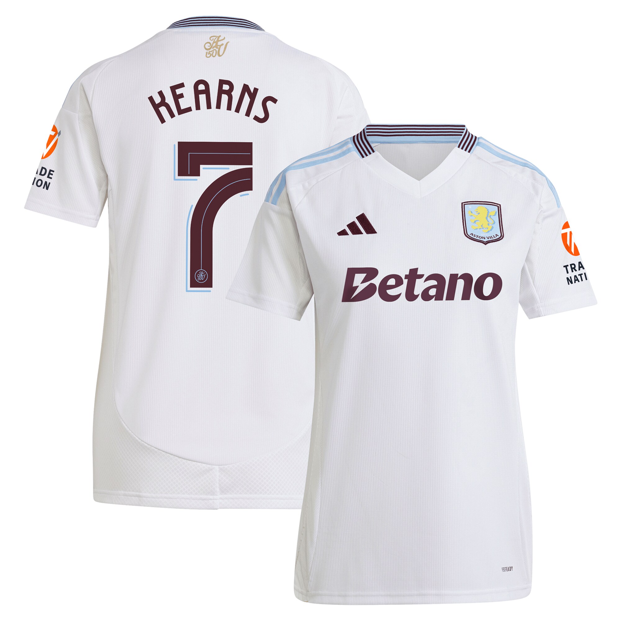 aston villa adidas away shirt 2024-25 – womens with kearns 7 cup printing Collection | Official Aston Villa FC Gear Online