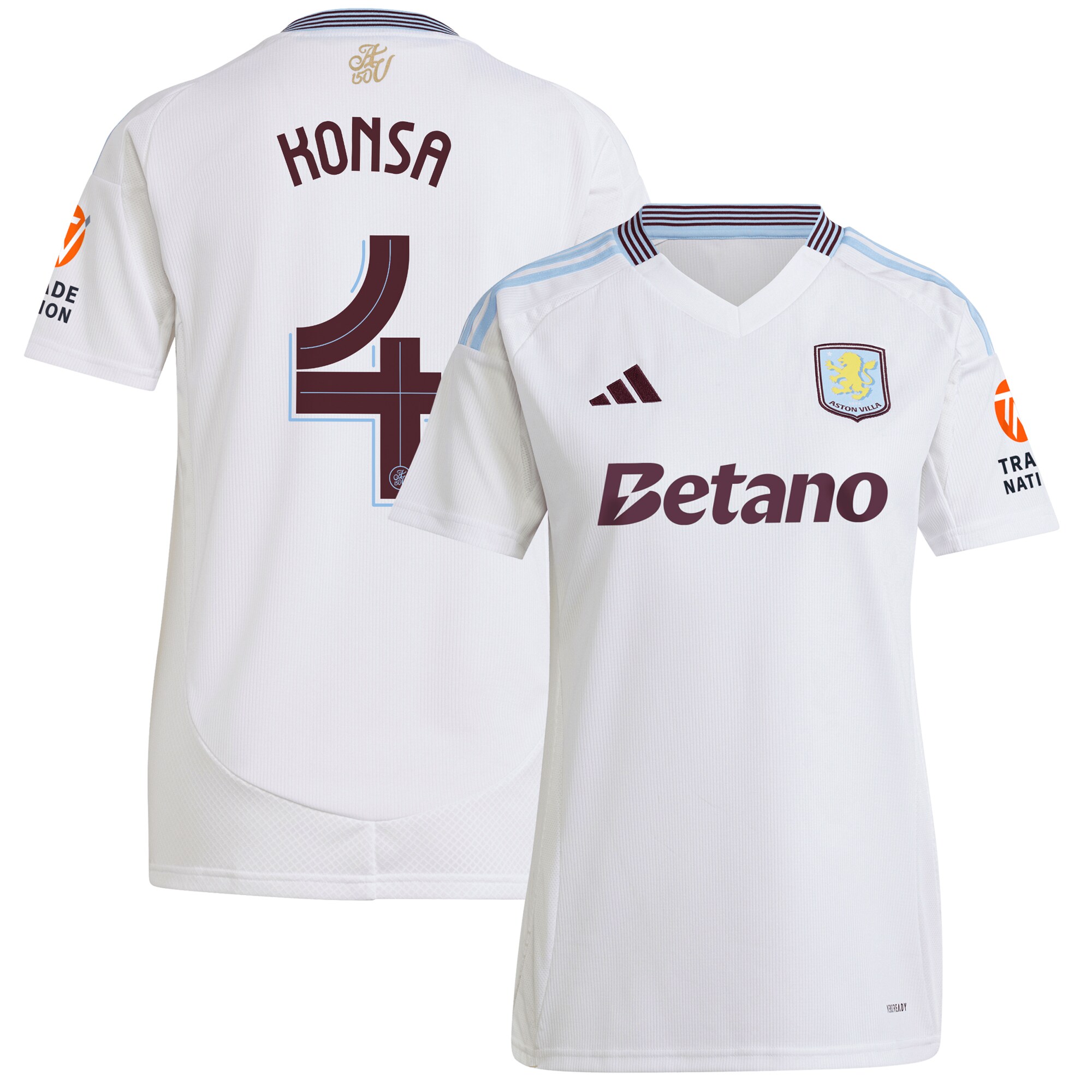 aston villa adidas away shirt 2024-25 – womens with konsa 4 cup printing Collection | Official Aston Villa FC Gear Online