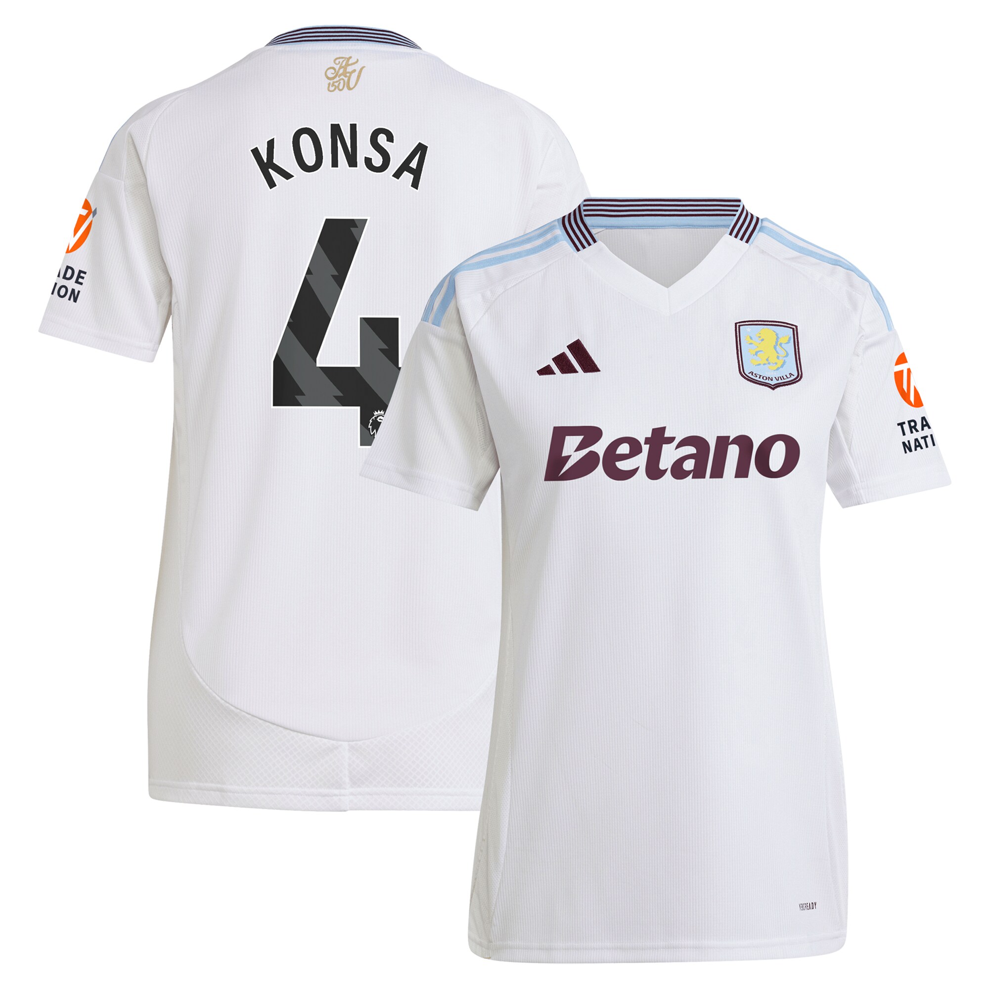 aston villa adidas away shirt 2024-25 – womens with konsa 4 printing Collection | Official Aston Villa FC Gear Online
