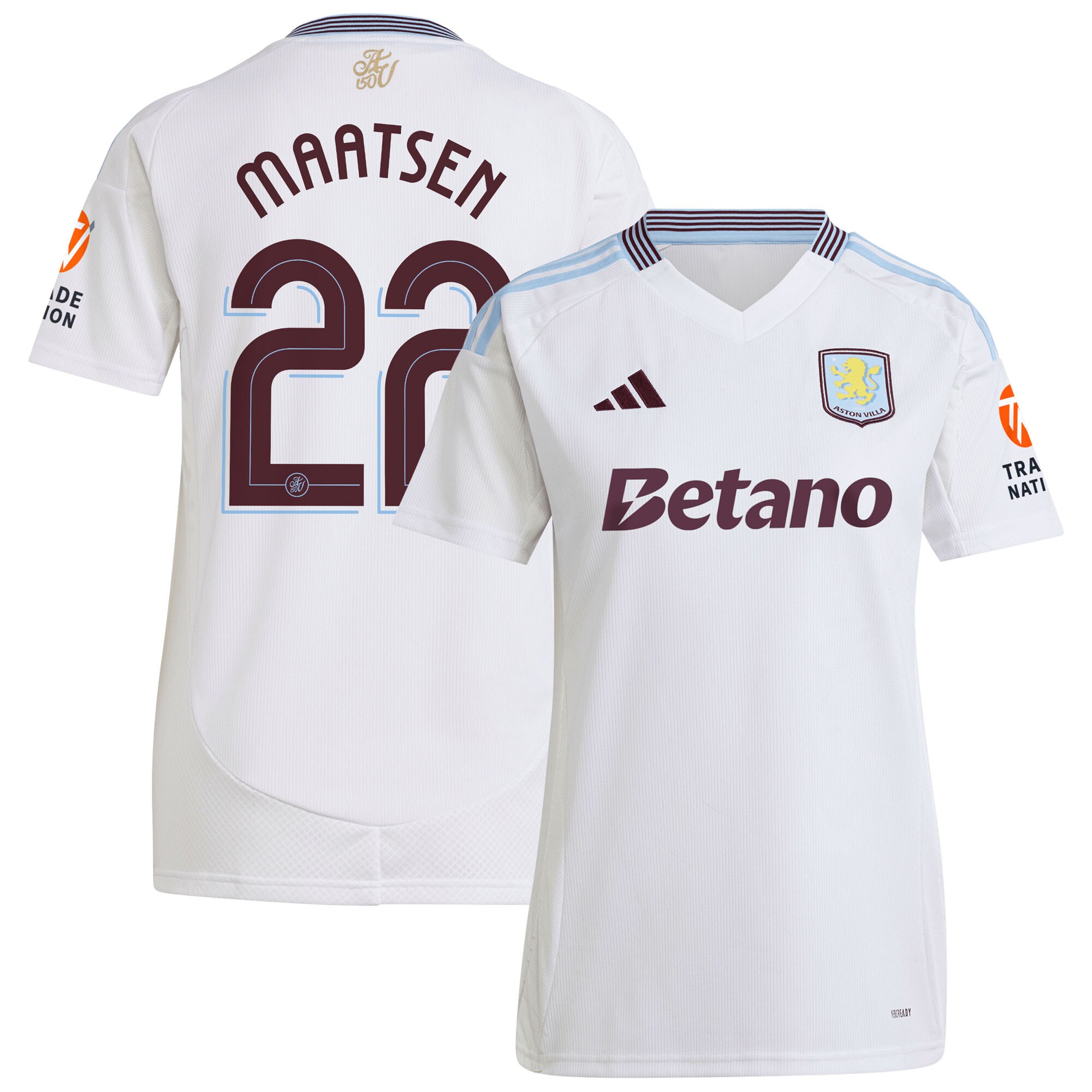 aston villa adidas away shirt 2024-25 – womens with maatsen 22 cup printing Collection | Official Aston Villa FC Gear Online
