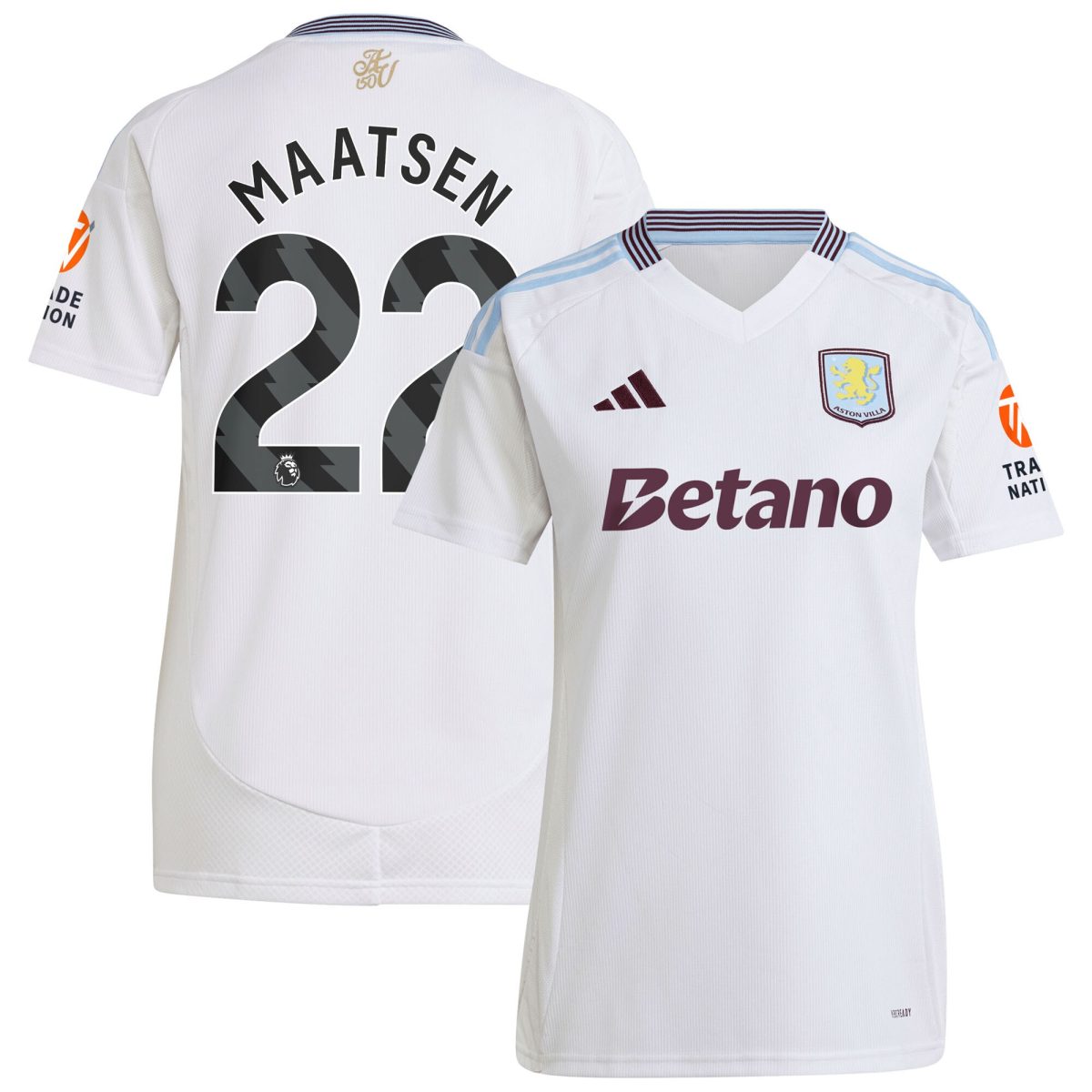 aston villa adidas away shirt 2024-25 – womens with maatsen 22 printing Collection | Official Aston Villa FC Gear Online
