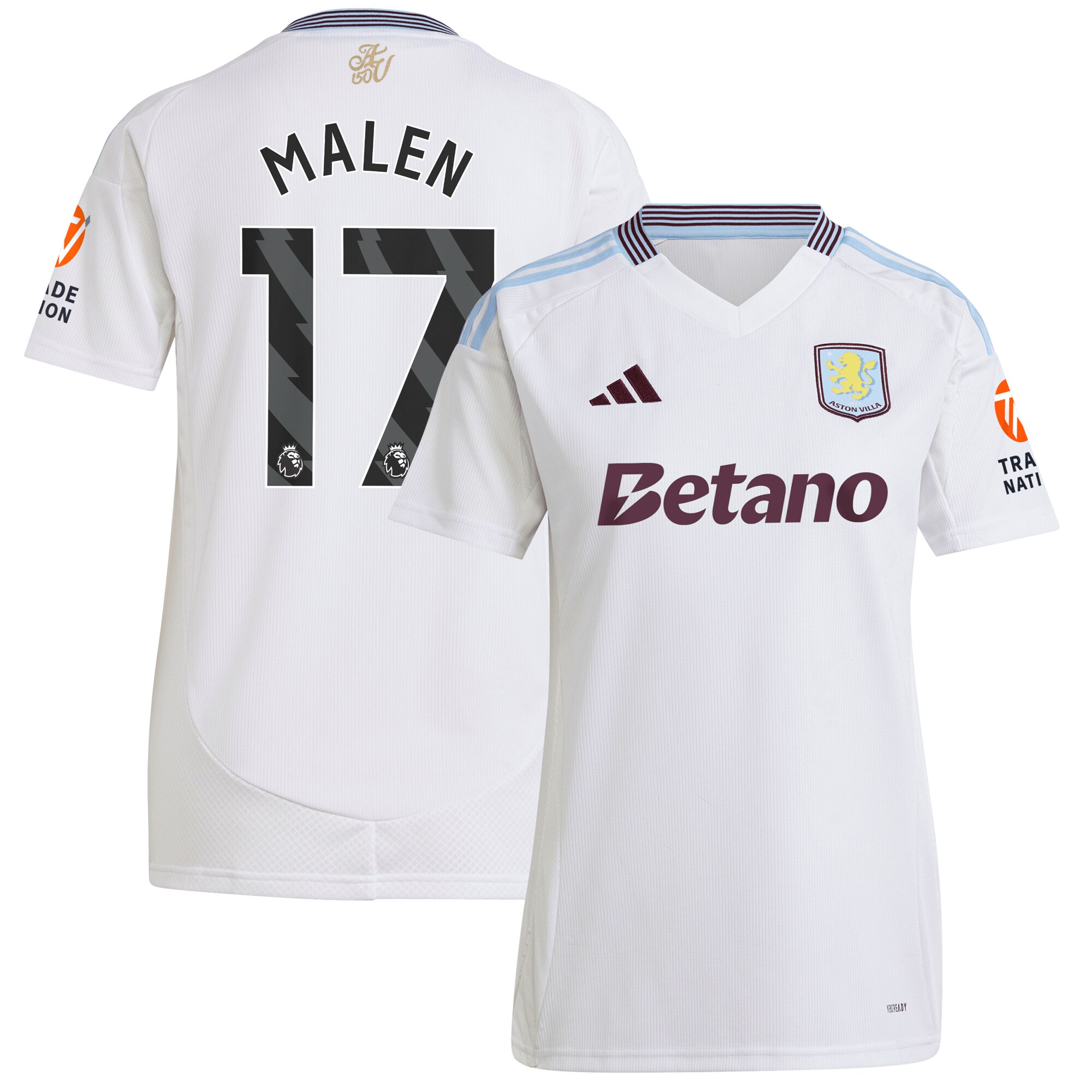 aston villa adidas away shirt 2024-25 – womens with malen 17 printing Collection | Official Aston Villa FC Gear Online