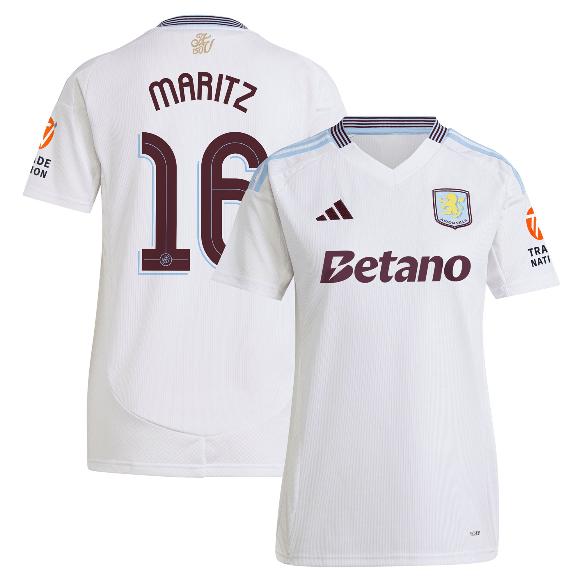 aston villa adidas away shirt 2024-25 – womens with maritz 16 cup printing Collection | Official Aston Villa FC Gear Online
