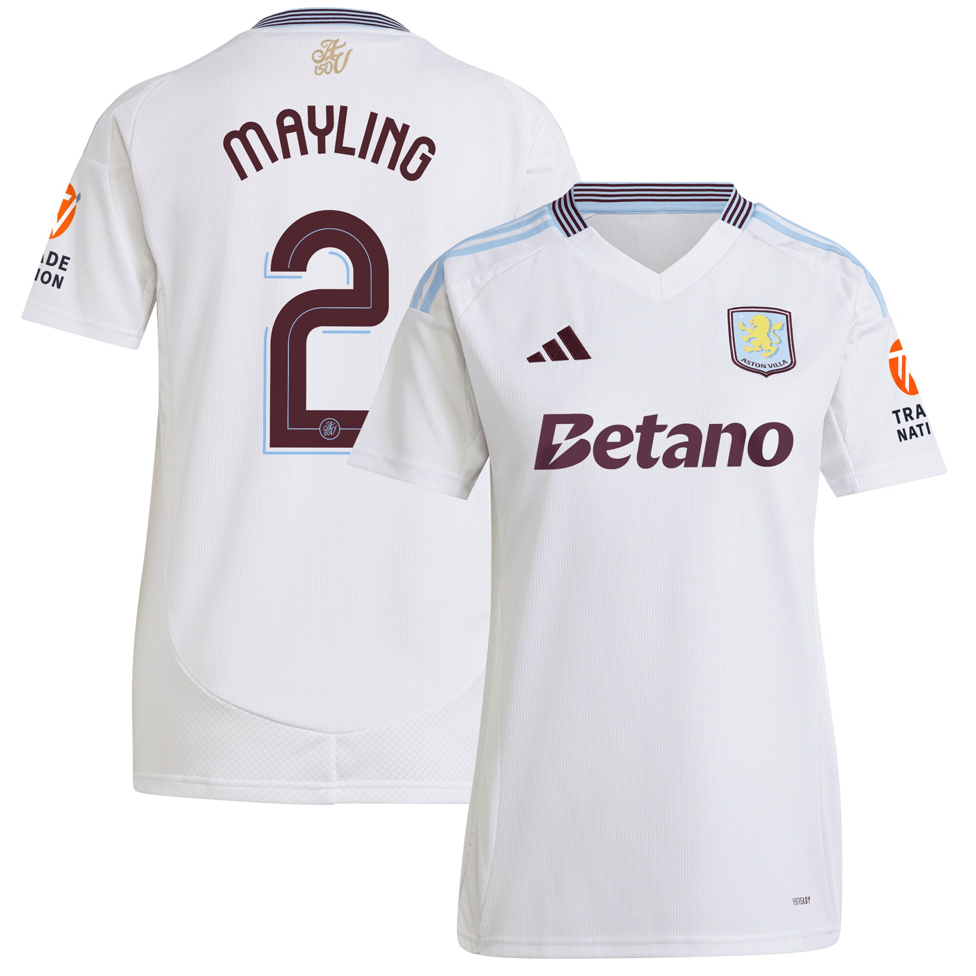 aston villa adidas away shirt 2024-25 – womens with mayling 2 cup printing Collection | Official Aston Villa FC Gear Online