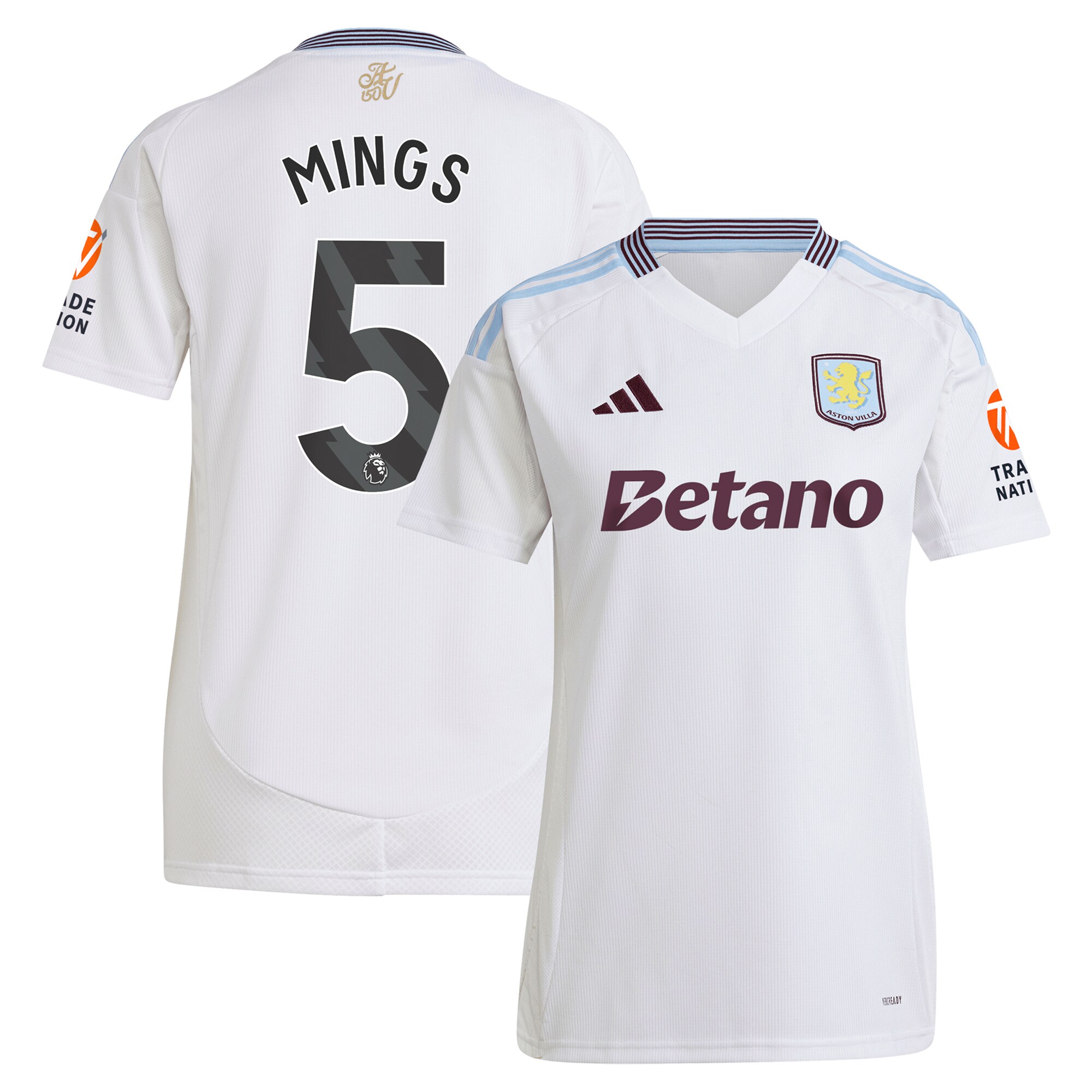 aston villa adidas away shirt 2024-25 – womens with mings 5 printing Collection | Official Aston Villa FC Gear Online