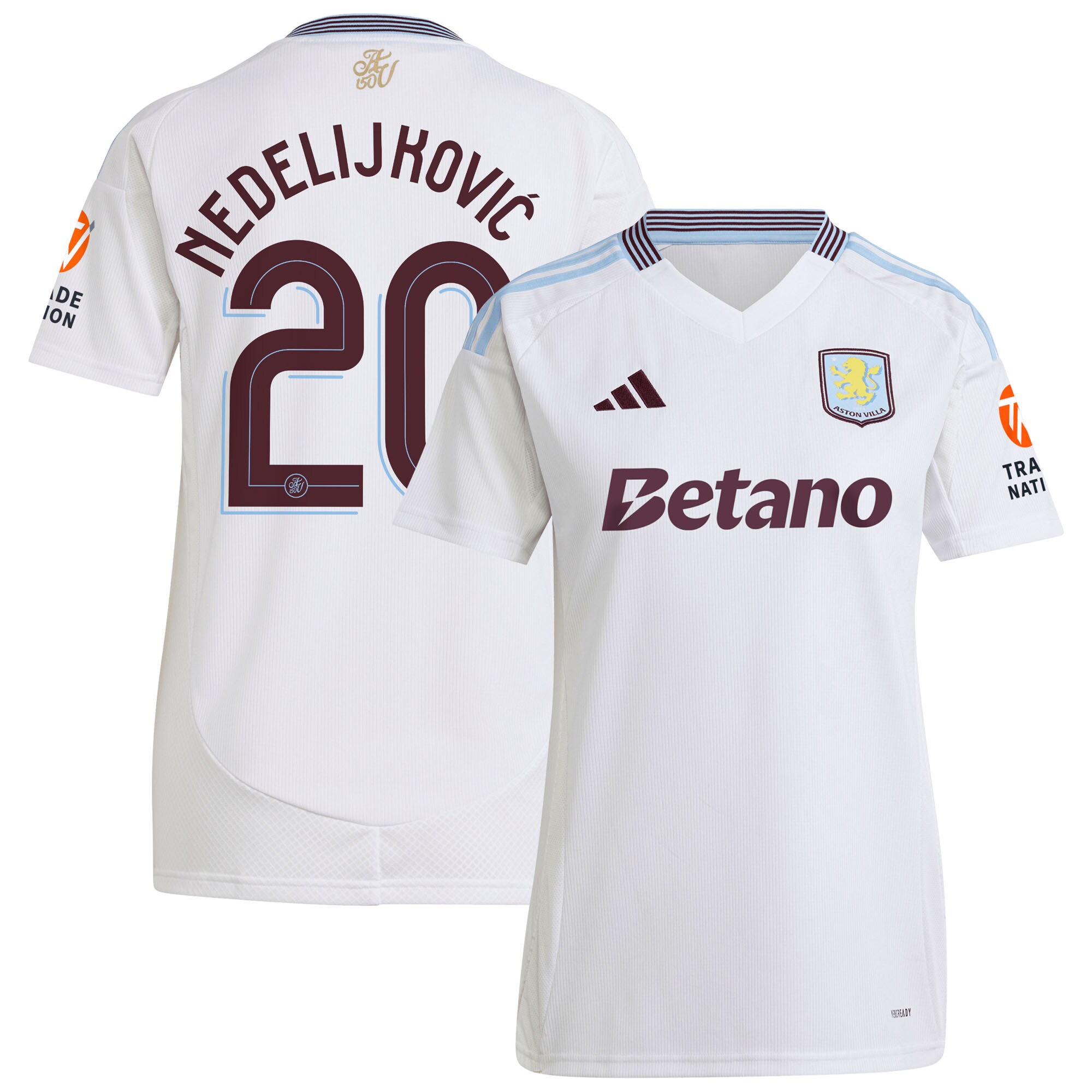 aston villa adidas away shirt 2024-25 – womens with nedeljković 20 cup printing Collection | Official Aston Villa FC Gear Online