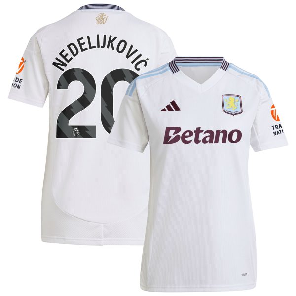 aston villa adidas away shirt 2024-25 – womens with nedeljković 20 printing Collection | Official Aston Villa FC Gear Online