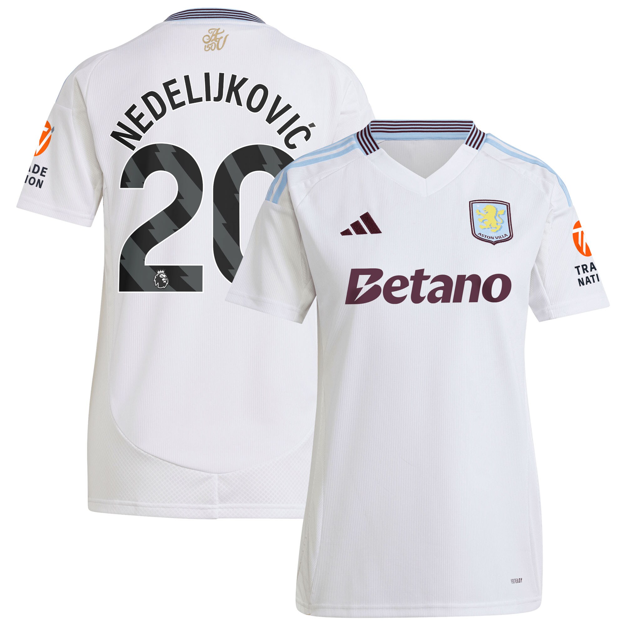 aston villa adidas away shirt 2024-25 – womens with nedeljković 20 printing Collection | Official Aston Villa FC Gear Online