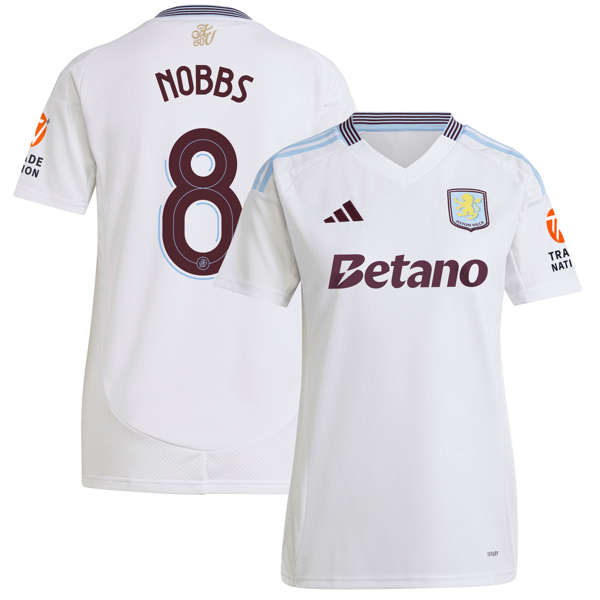 aston villa adidas away shirt 2024-25 – womens with nobbs 8 cup printing Collection | Official Aston Villa FC Gear Online