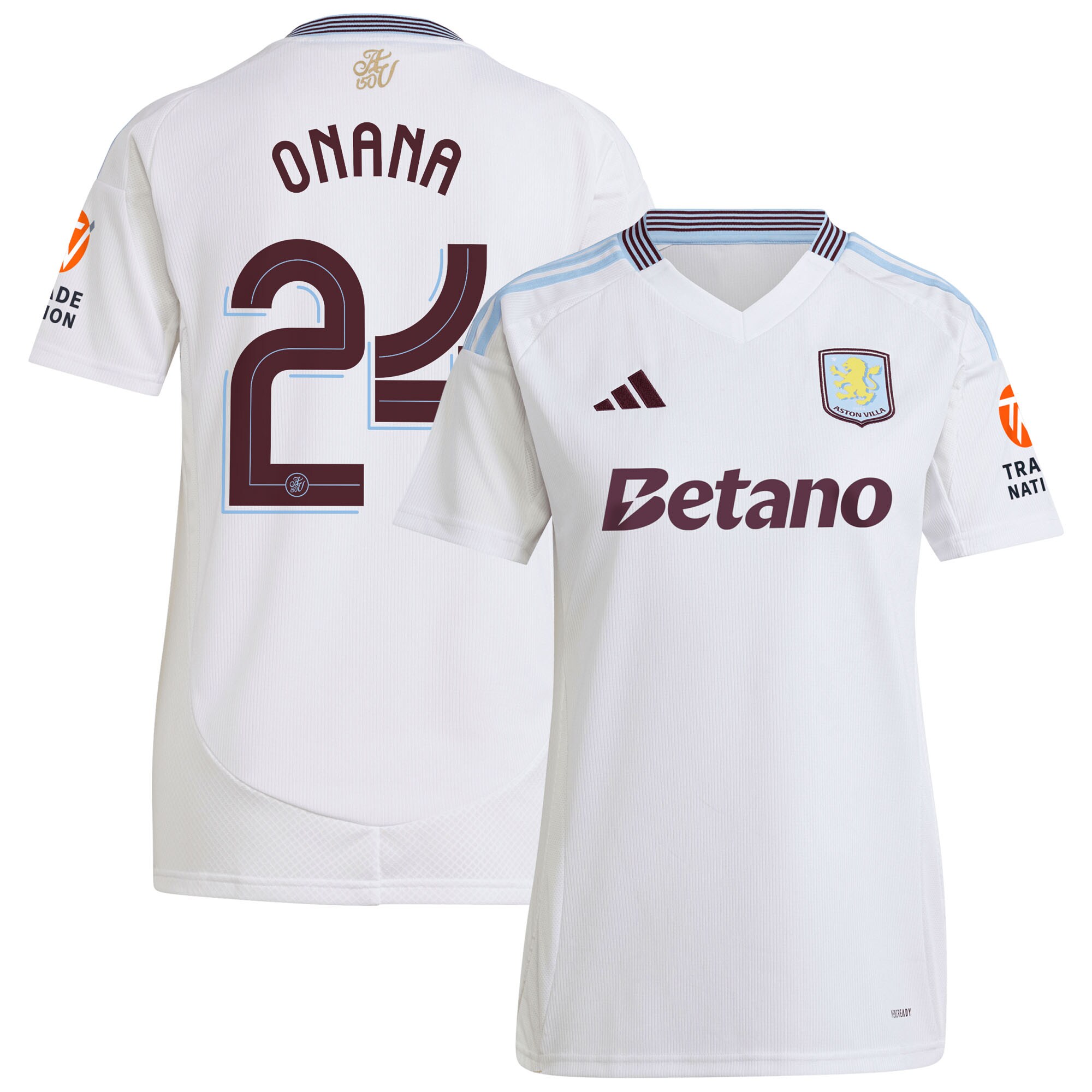 aston villa adidas away shirt 2024-25 – womens with onana 24 cup printing Collection | Official Aston Villa FC Gear Online