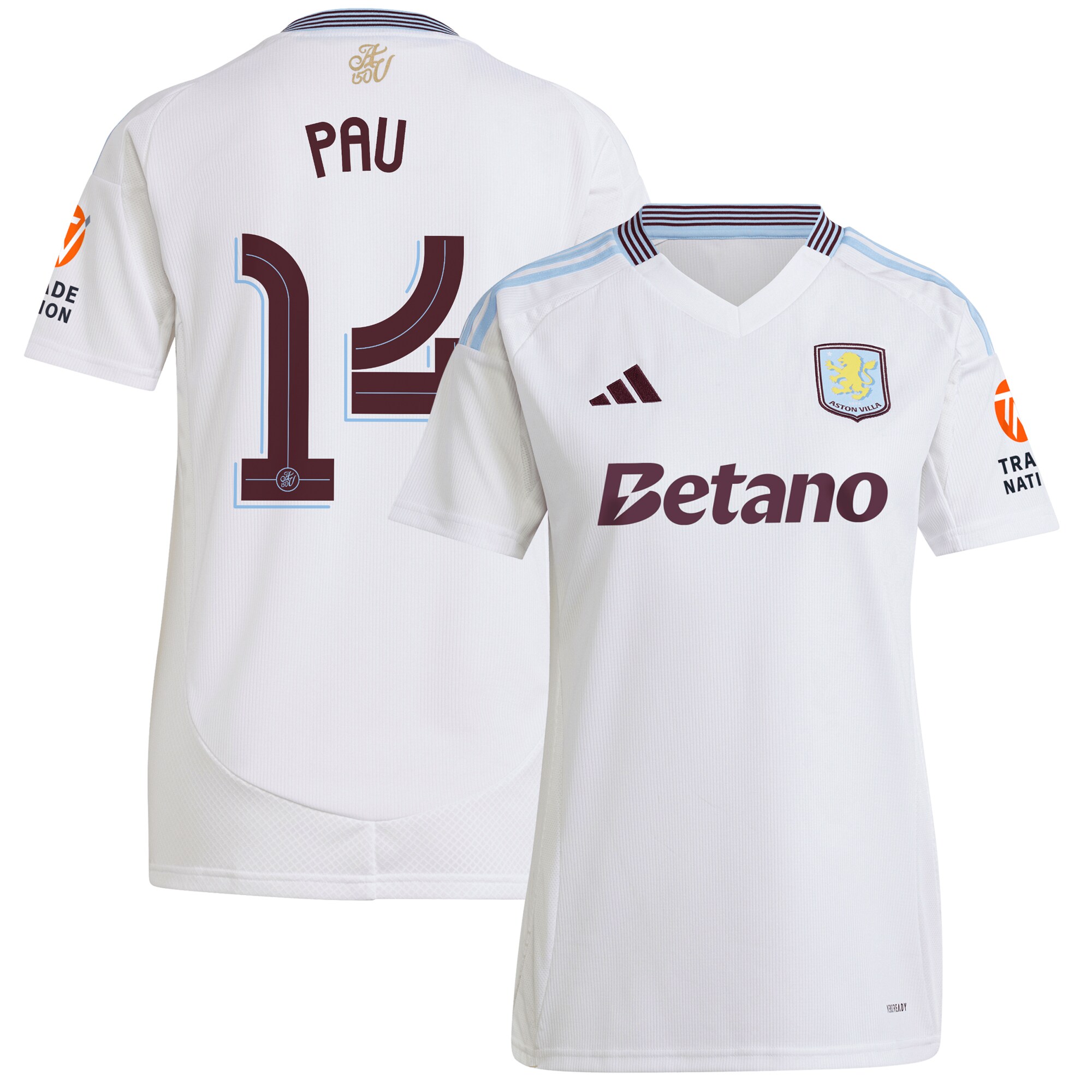 aston villa adidas away shirt 2024-25 – womens with pau 14 cup printing Collection | Official Aston Villa FC Gear Online