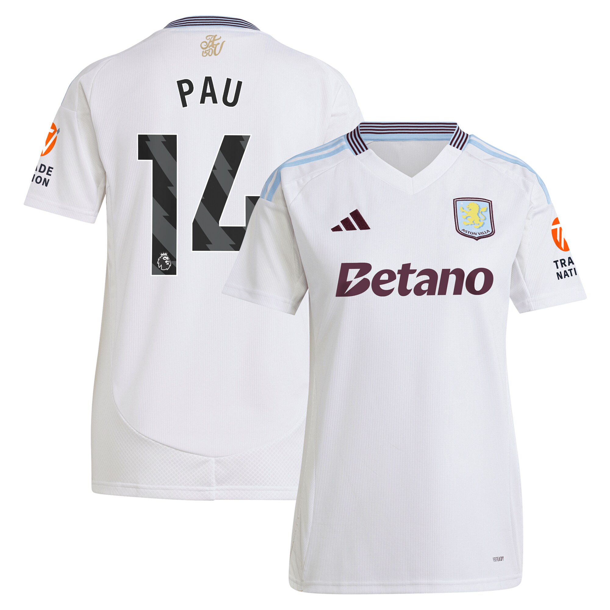 aston villa adidas away shirt 2024-25 – womens with pau 14 printing Collection | Official Aston Villa FC Gear Online