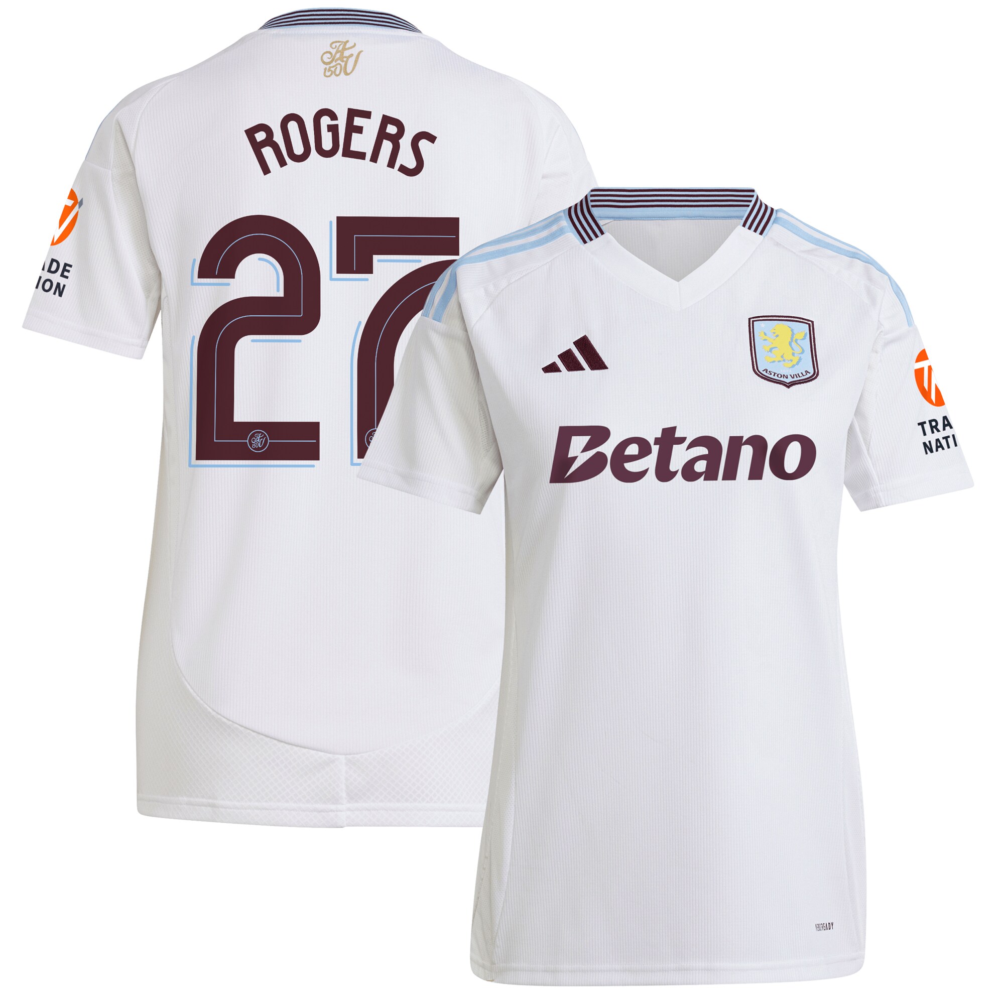 aston villa adidas away shirt 2024-25 – womens with rogers 27 cup printing Collection | Official Aston Villa FC Gear Online
