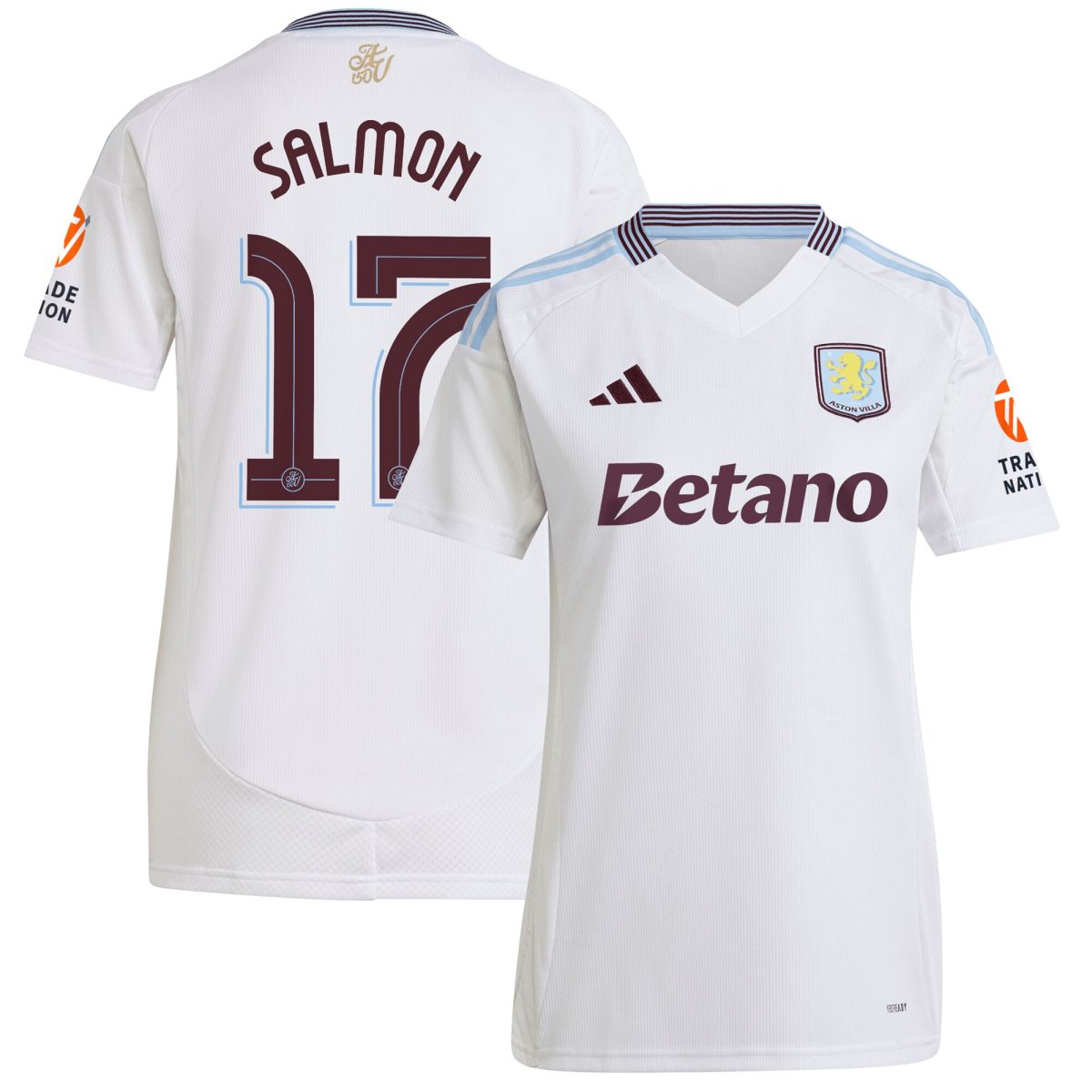 aston villa adidas away shirt 2024-25 – womens with salmon 17 cup printing Collection | Official Aston Villa FC Gear Online