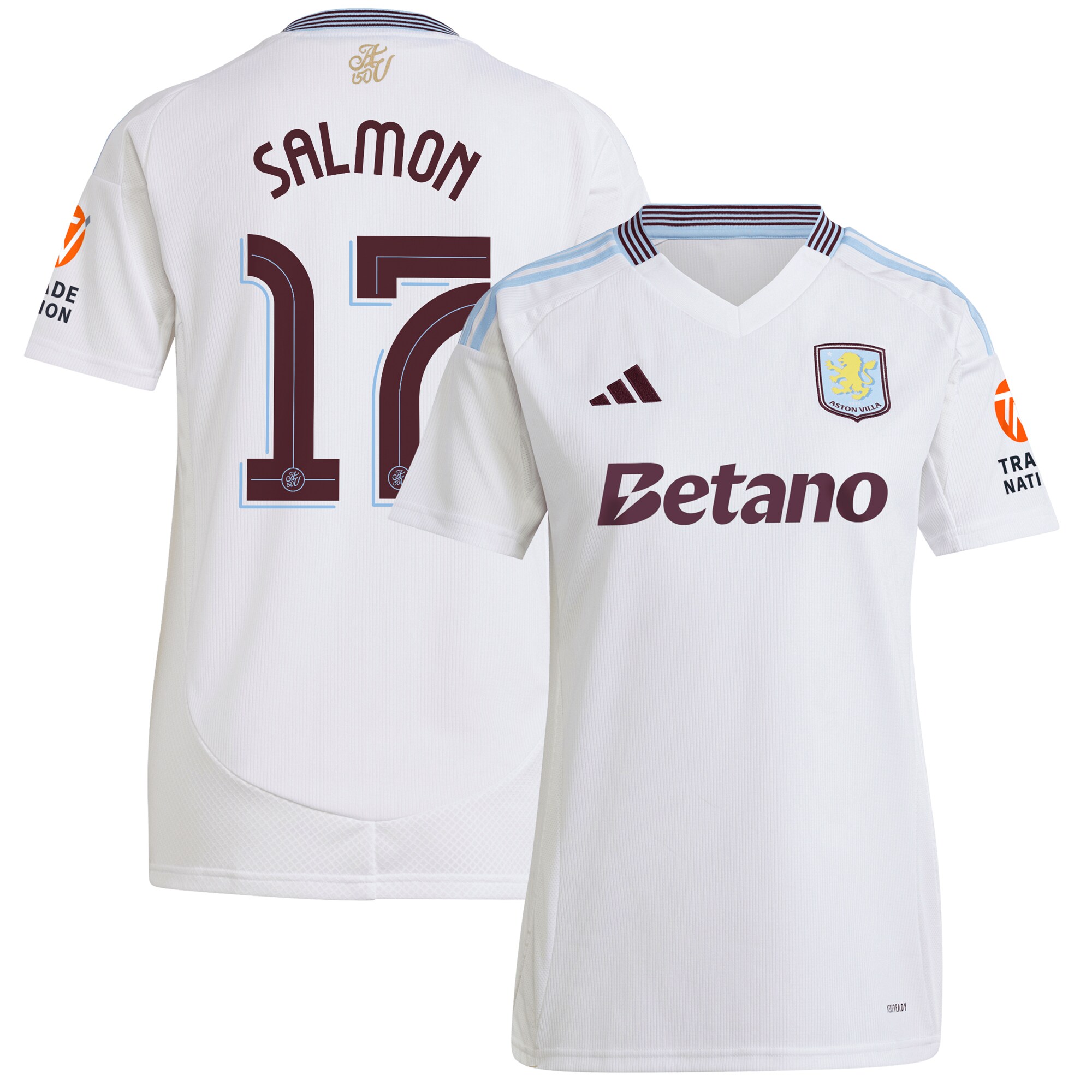 aston villa adidas away shirt 2024-25 – womens with salmon 17 cup printing Collection | Official Aston Villa FC Gear Online