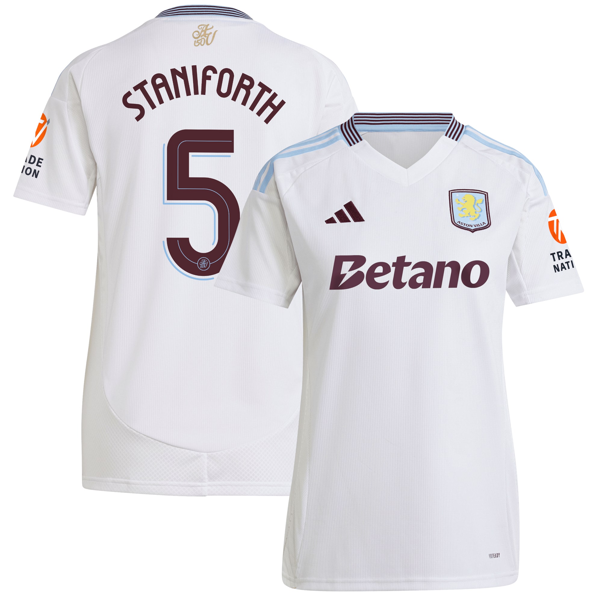 aston villa adidas away shirt 2024-25 – womens with staniforth 5 cup printing Collection | Official Aston Villa FC Gear Online