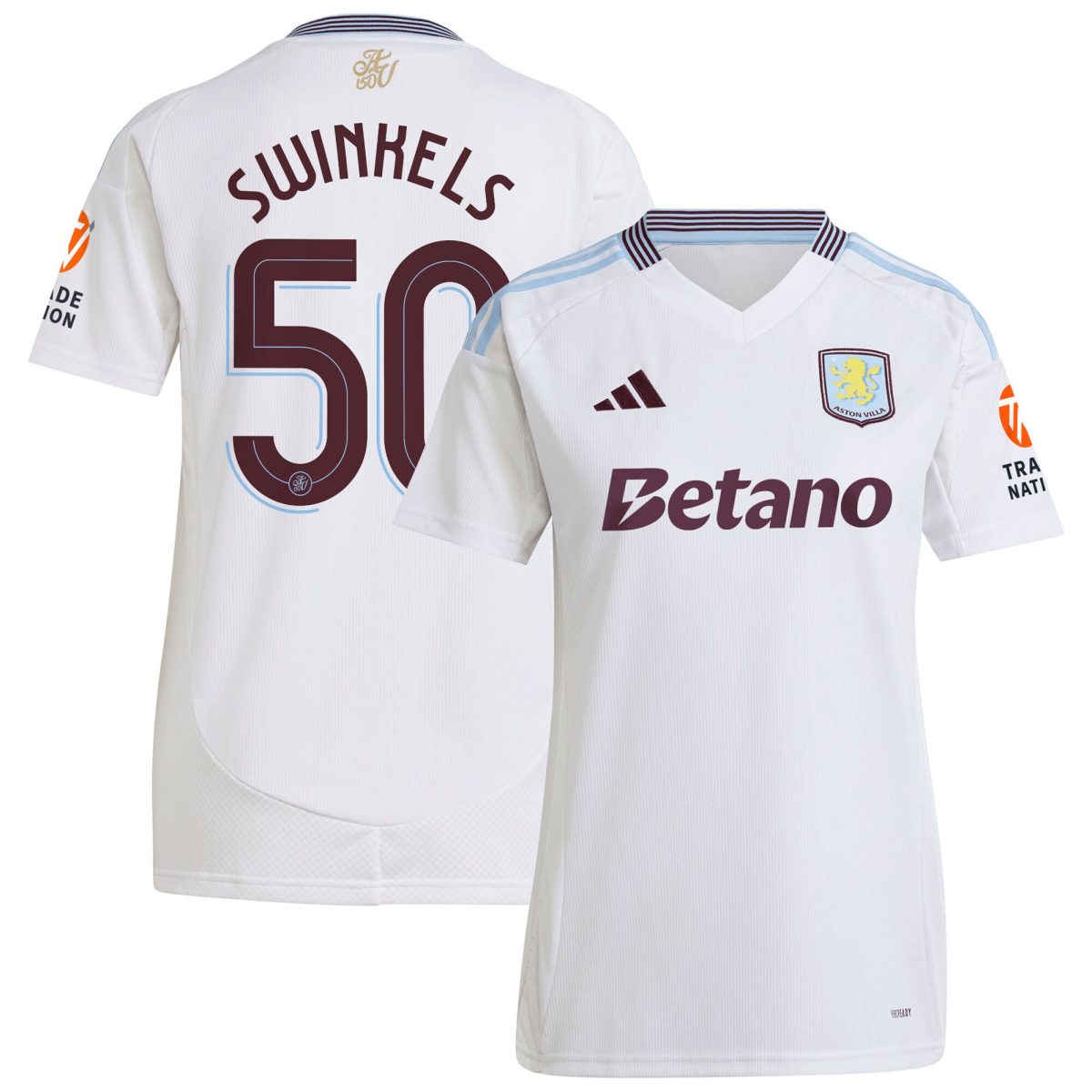 aston villa adidas away shirt 2024-25 – womens with swinkels 50 cup printing Collection | Official Aston Villa FC Gear Online