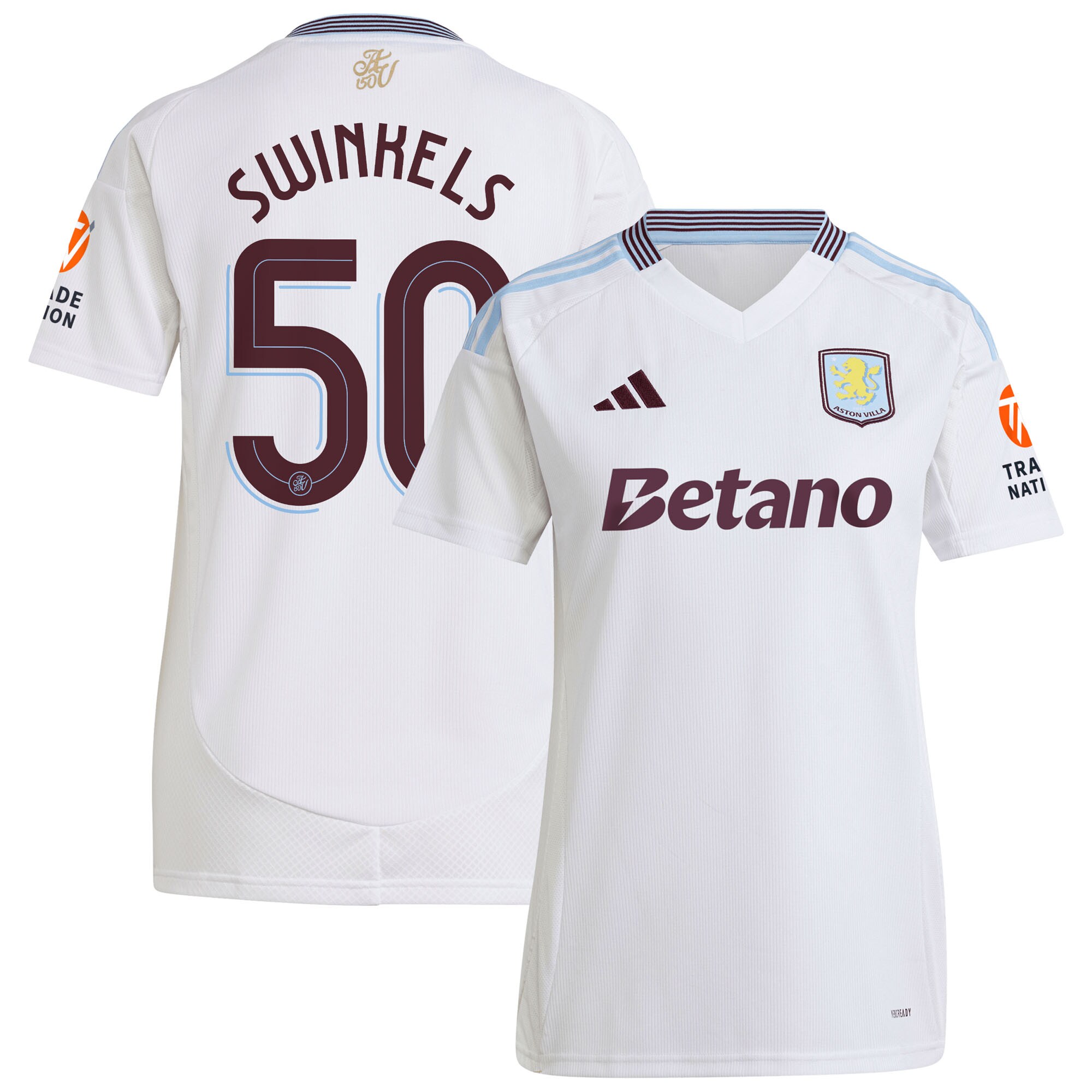 aston villa adidas away shirt 2024-25 – womens with swinkels 50 cup printing Collection | Official Aston Villa FC Gear Online