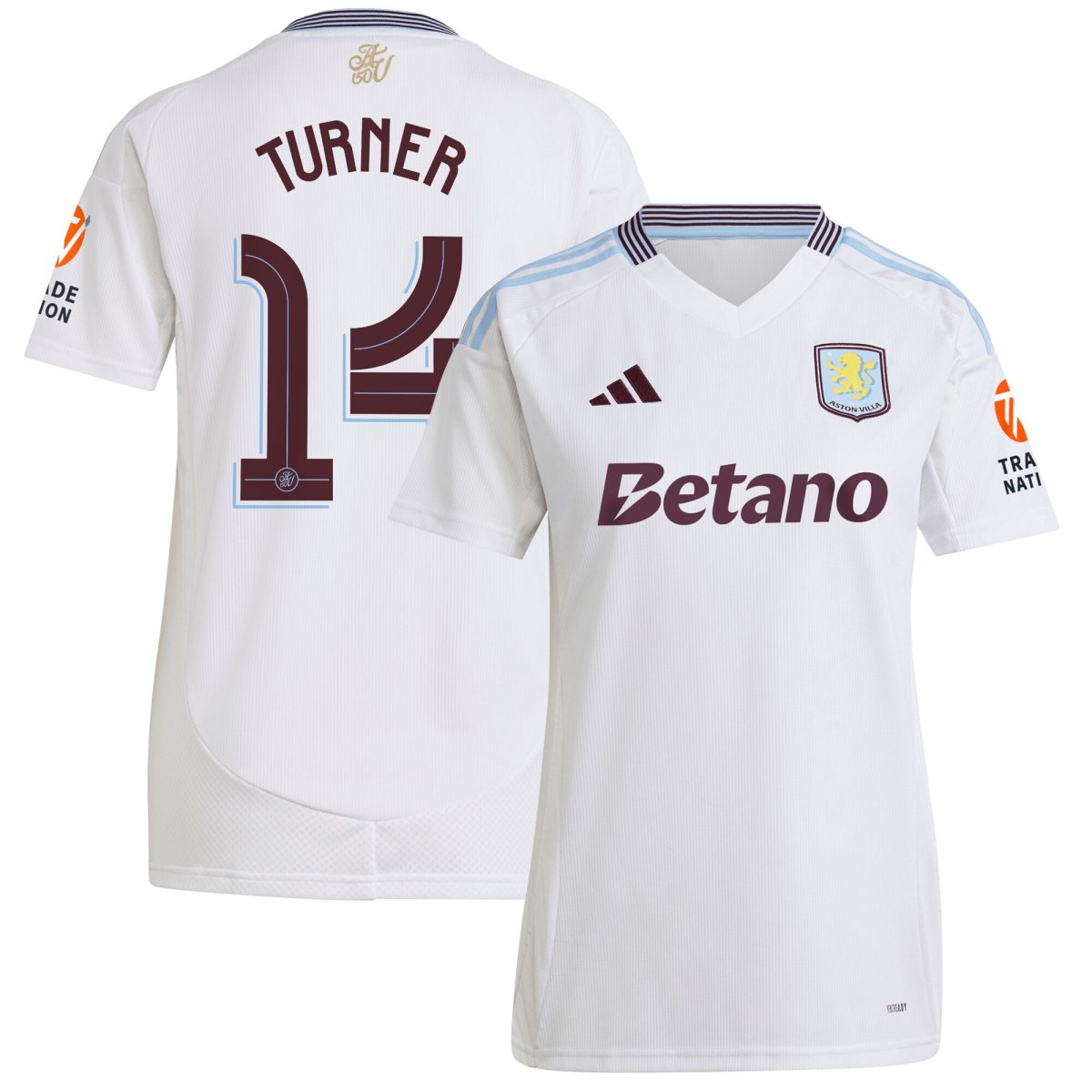 aston villa adidas away shirt 2024-25 – womens with turner 14 cup printing Collection | Official Aston Villa FC Gear Online