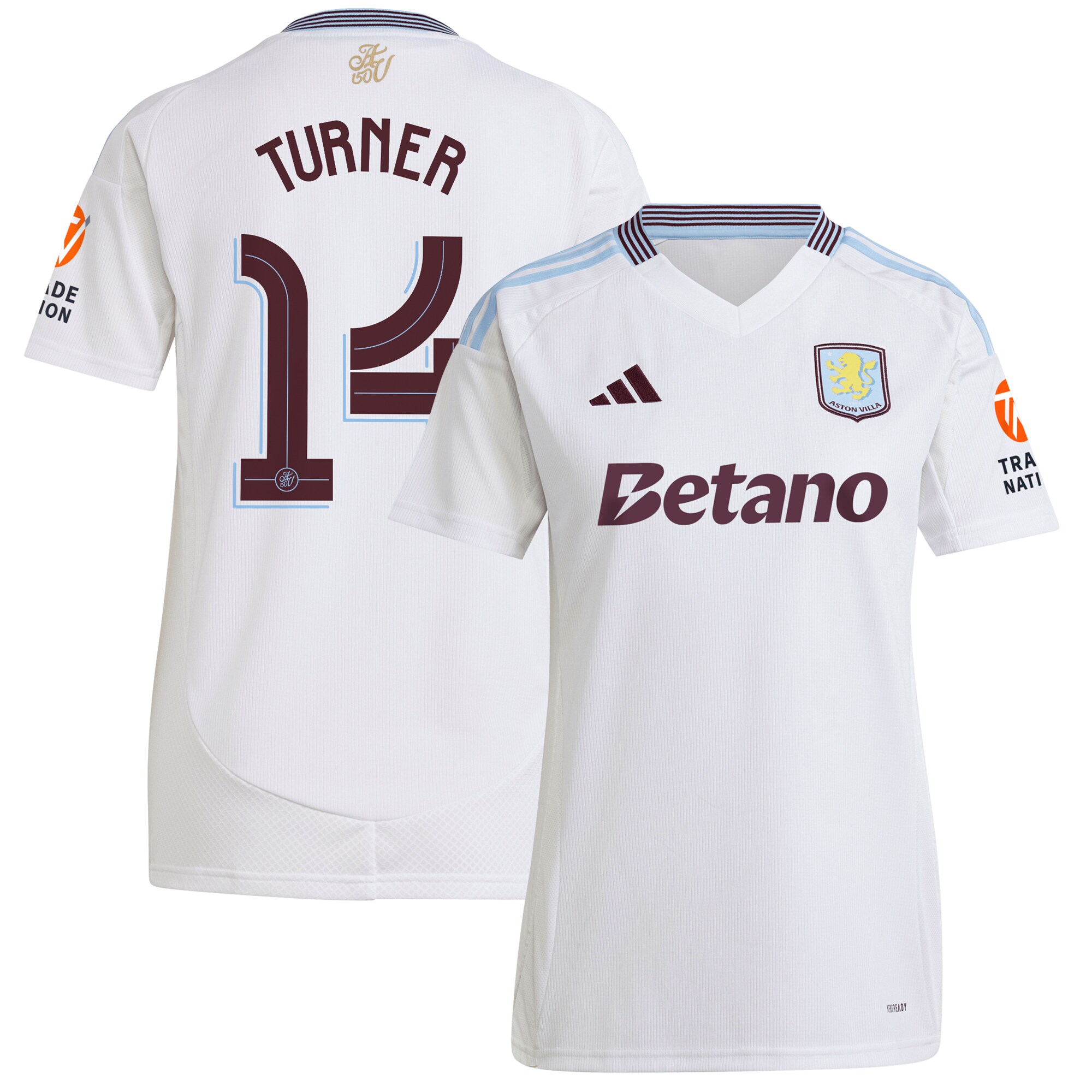 aston villa adidas away shirt 2024-25 – womens with turner 14 cup printing Collection | Official Aston Villa FC Gear Online