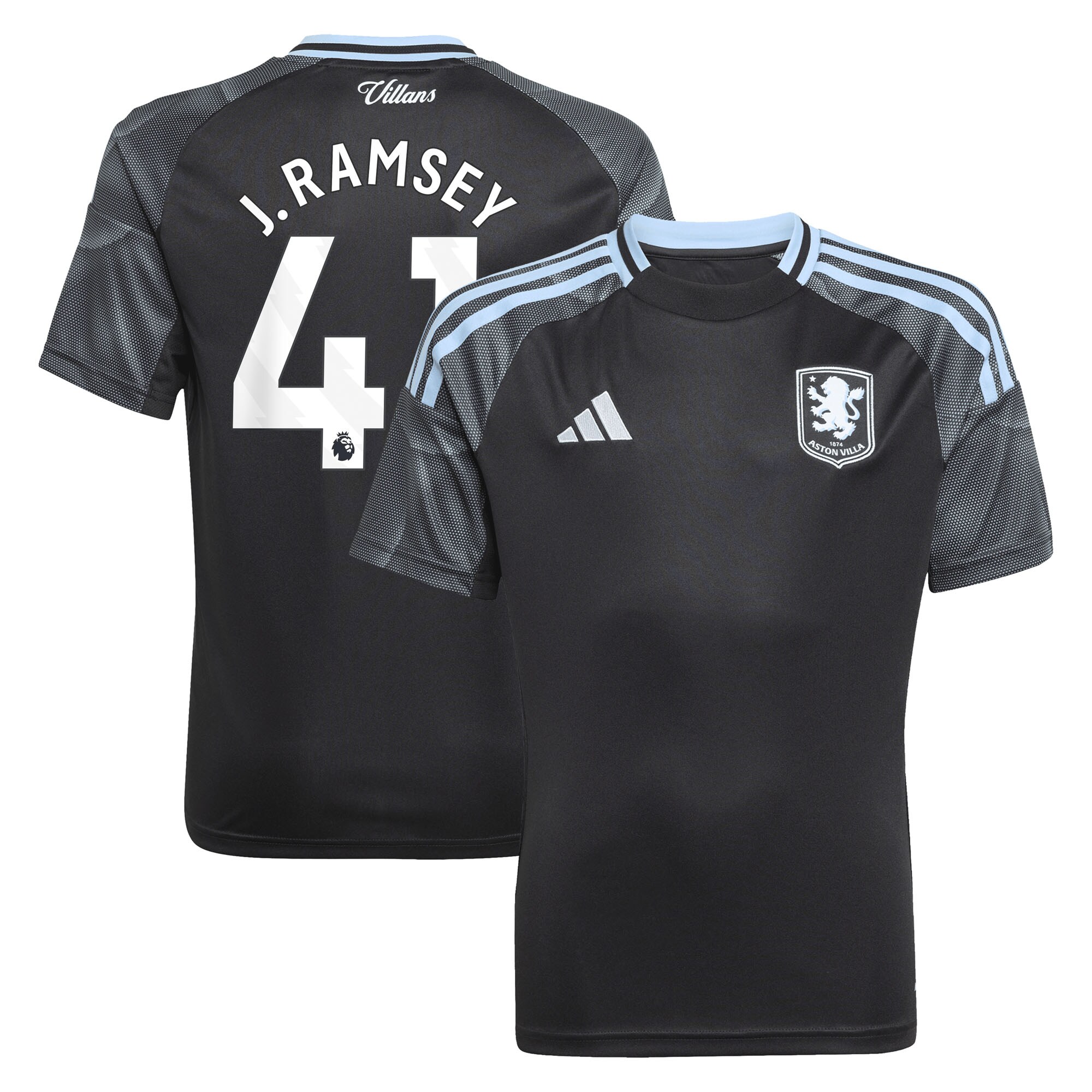 aston villa adidas away shirt 2025-26 – kids with j. ramsey 41 printing Collection | Official Aston Villa FC Gear Online