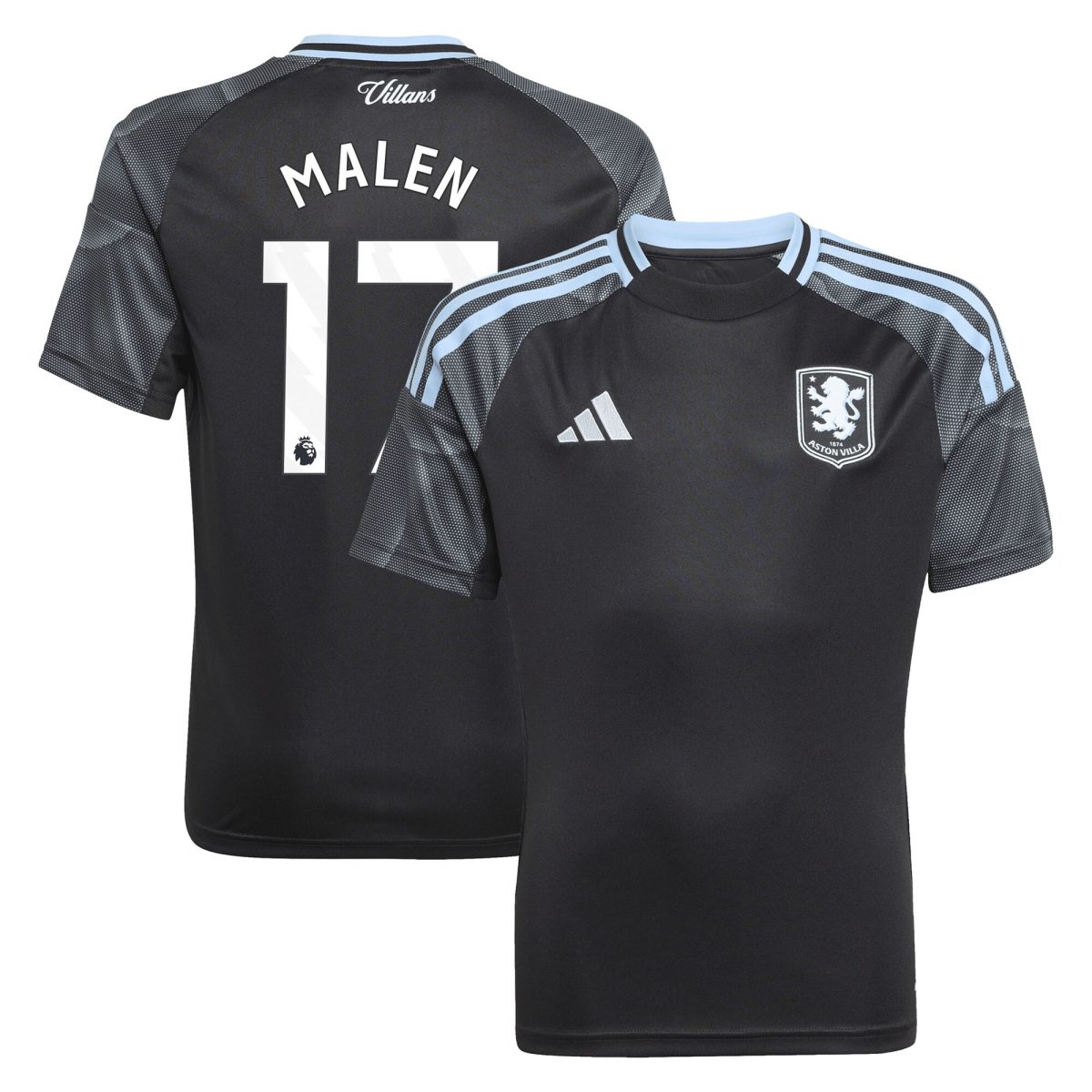 aston villa adidas away shirt 2025-26 – kids with malen 17 printing Collection | Official Aston Villa FC Gear Online