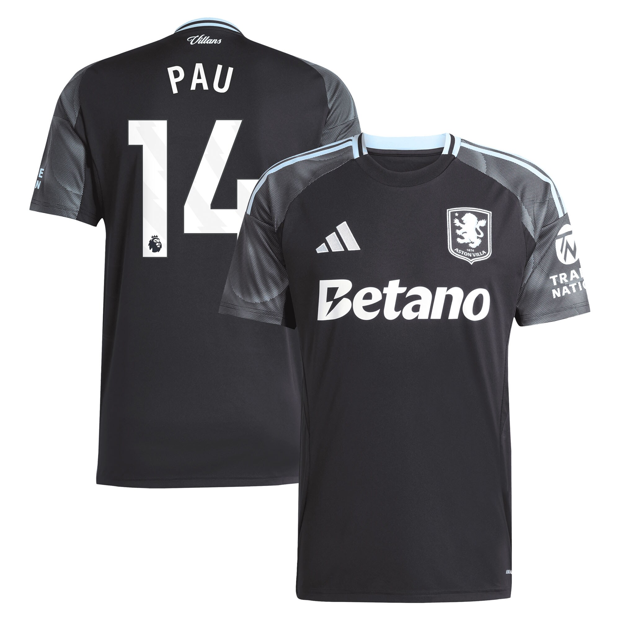 aston villa adidas away shirt 2025-26 with pau 14 printing Collection | Official Aston Villa FC Gear Online