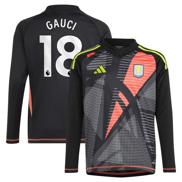 aston villa adidas goalkeeper shirt 2024-25 – long sleeve – kids with gauci 18 printing – 202029323 Collection | Official Aston Villa FC Gear Online