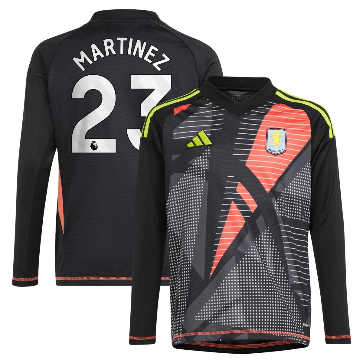 aston villa adidas goalkeeper shirt 2024-25 – long sleeve – kids with martinez 23 printing – 202029325 Collection | Official Aston Villa FC Gear Online