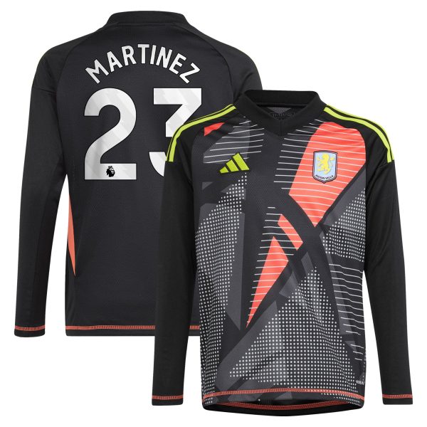 aston villa adidas goalkeeper shirt 2024-25 – long sleeve – kids with martinez 23 printing – 202029325 Collection | Official Aston Villa FC Gear Online