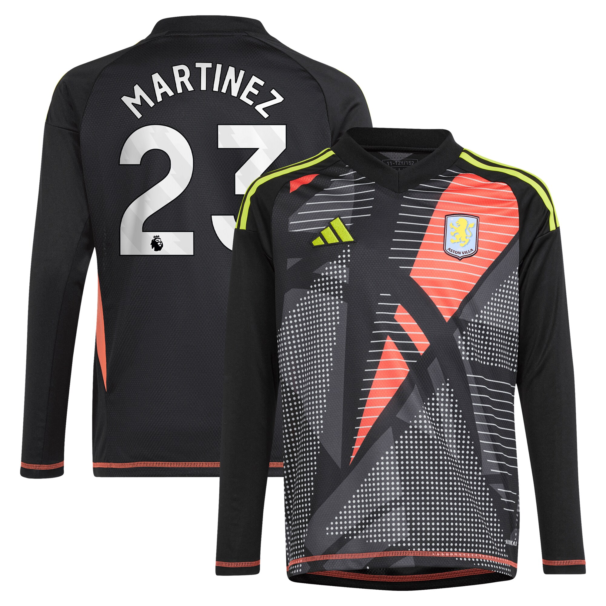 aston villa adidas goalkeeper shirt 2024-25 – long sleeve – kids with martinez 23 printing – 202029325 Collection | Official Aston Villa FC Gear Online