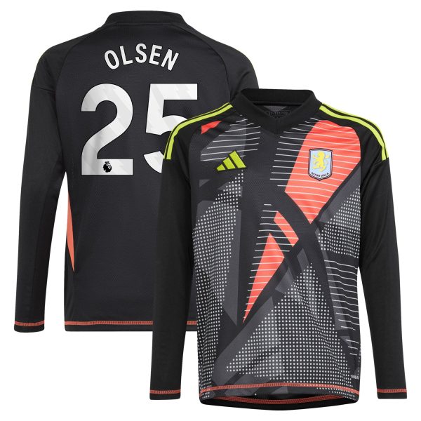 aston villa adidas goalkeeper shirt 2024-25 – long sleeve – kids with olsen 25 printing – 202029322 Collection | Official Aston Villa FC Gear Online