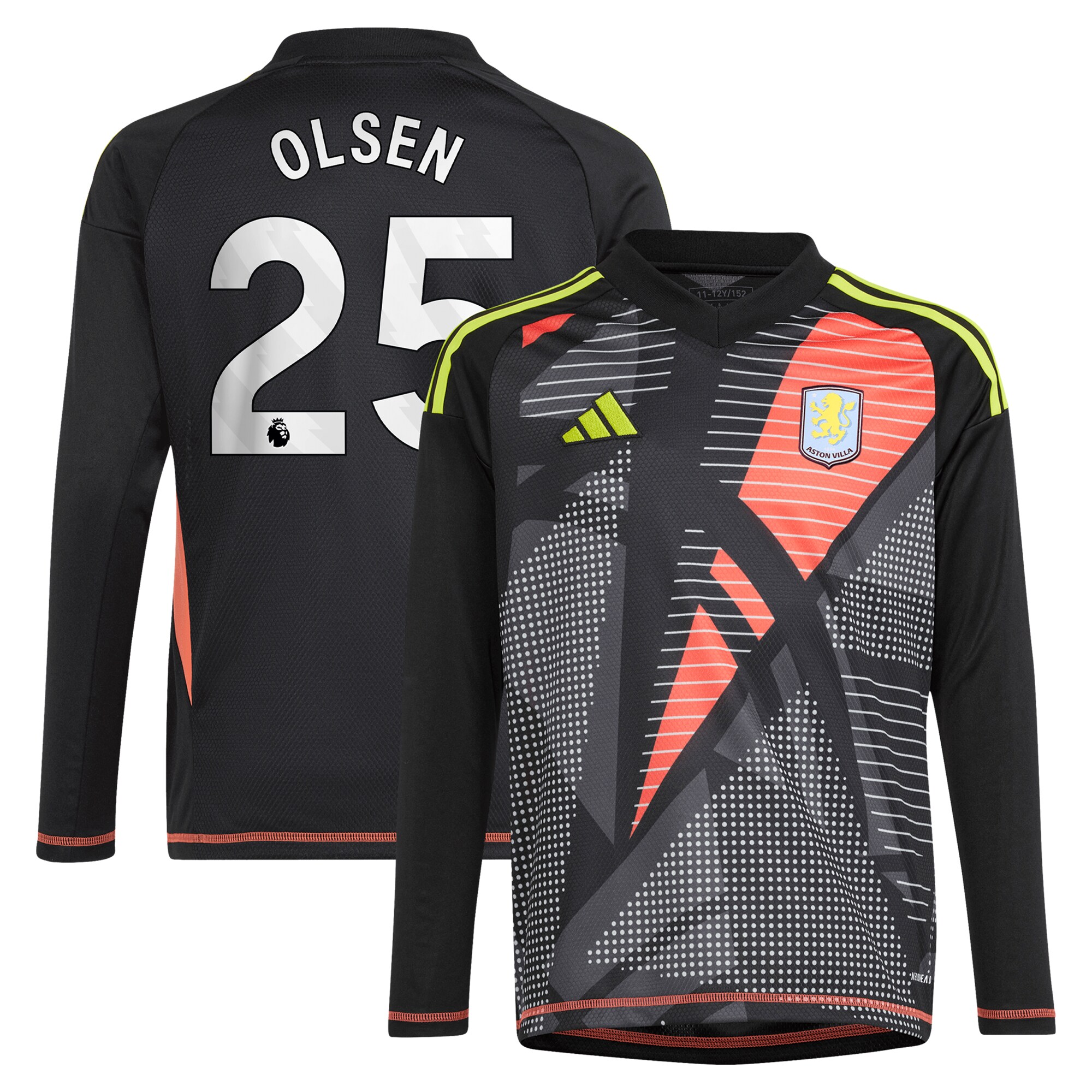 aston villa adidas goalkeeper shirt 2024-25 – long sleeve – kids with olsen 25 printing – 202029322 Collection | Official Aston Villa FC Gear Online