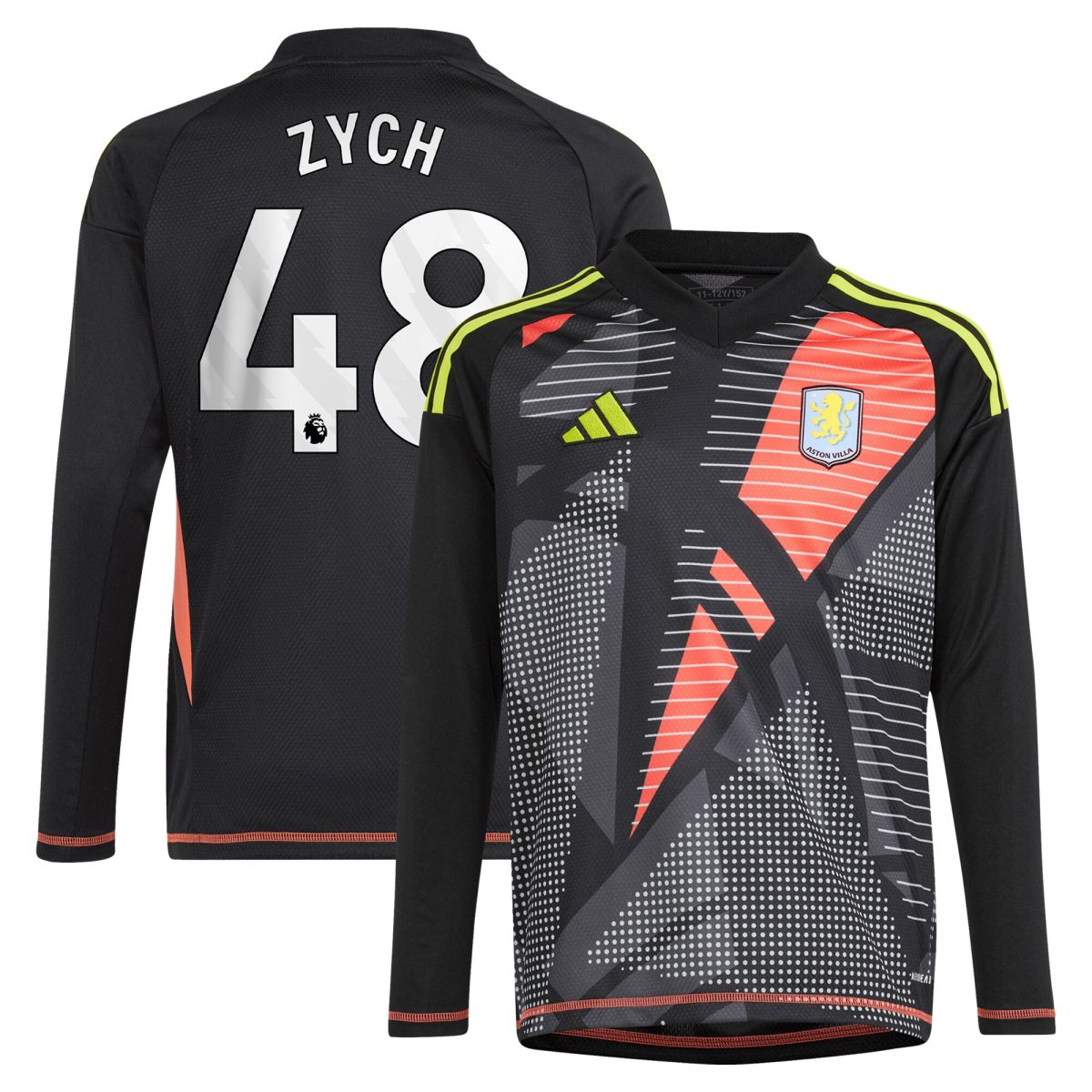 aston villa adidas goalkeeper shirt 2024-25 – long sleeve – kids with zych 48 printing – 202153091 Collection | Official Aston Villa FC Gear Online