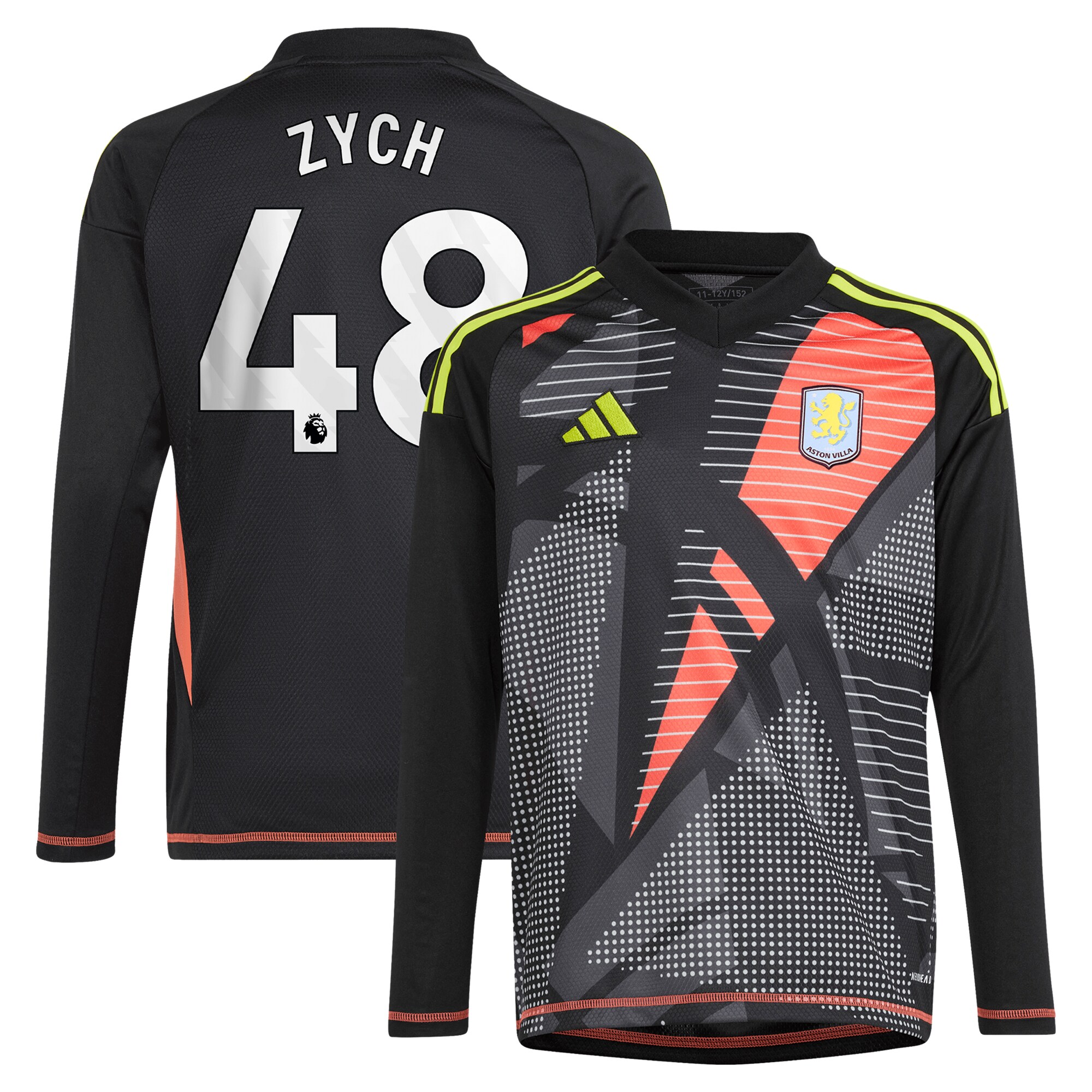 aston villa adidas goalkeeper shirt 2024-25 – long sleeve – kids with zych 48 printing – 202153091 Collection | Official Aston Villa FC Gear Online