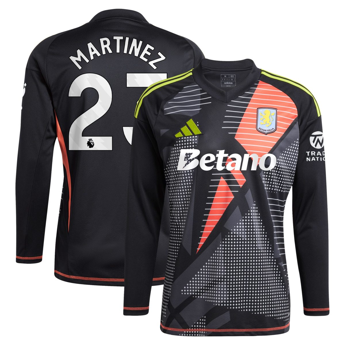 aston villa adidas goalkeeper shirt 2024-25 – long sleeve with martinez 23 printing – 202028938 Collection | Official Aston Villa FC Gear Online