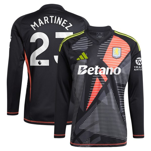 aston villa adidas goalkeeper shirt 2024-25 – long sleeve with martinez 23 printing – 202028938 Collection | Official Aston Villa FC Gear Online