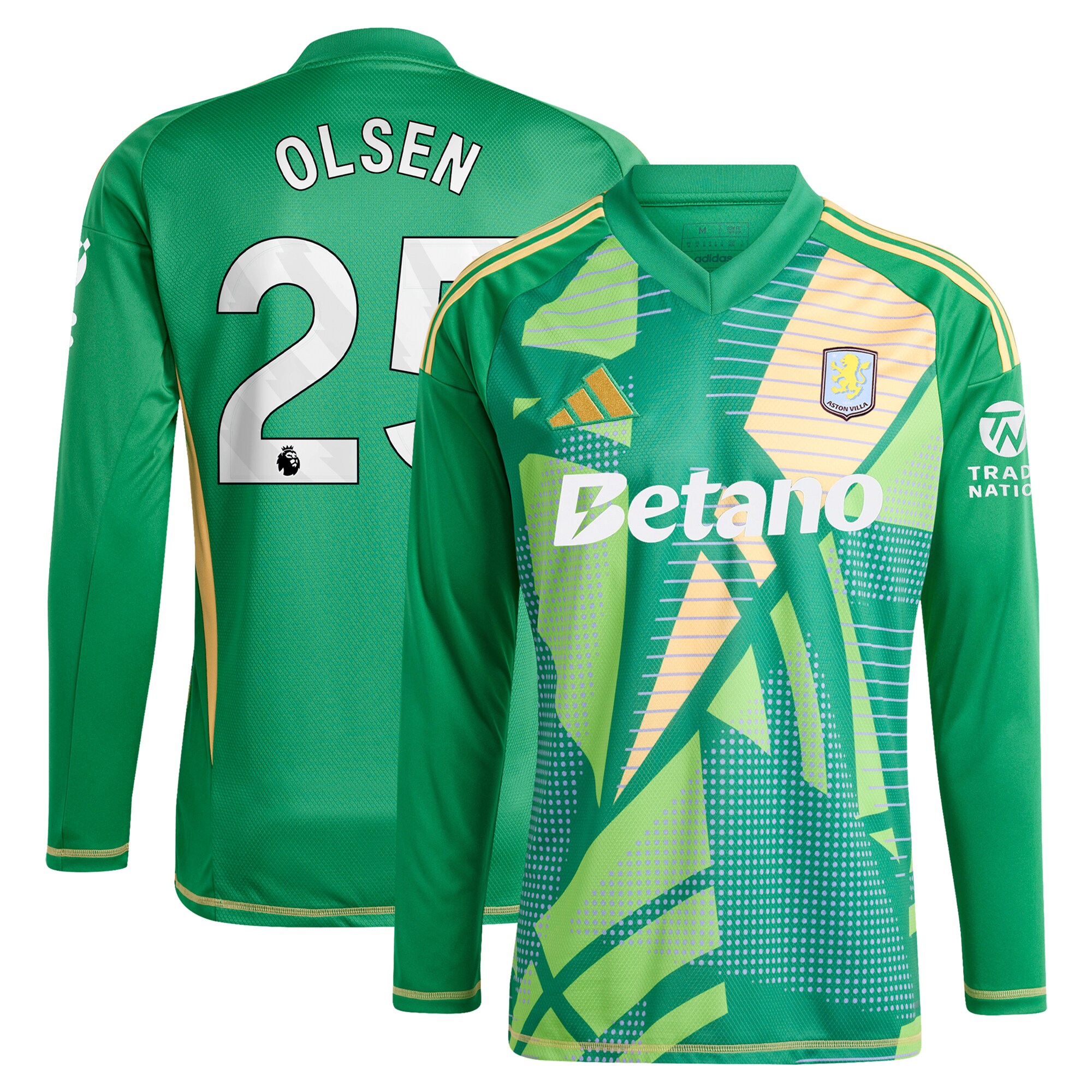 aston villa adidas goalkeeper shirt 2024-25 – long sleeve with olsen 25 printing Collection | Official Aston Villa FC Gear Online