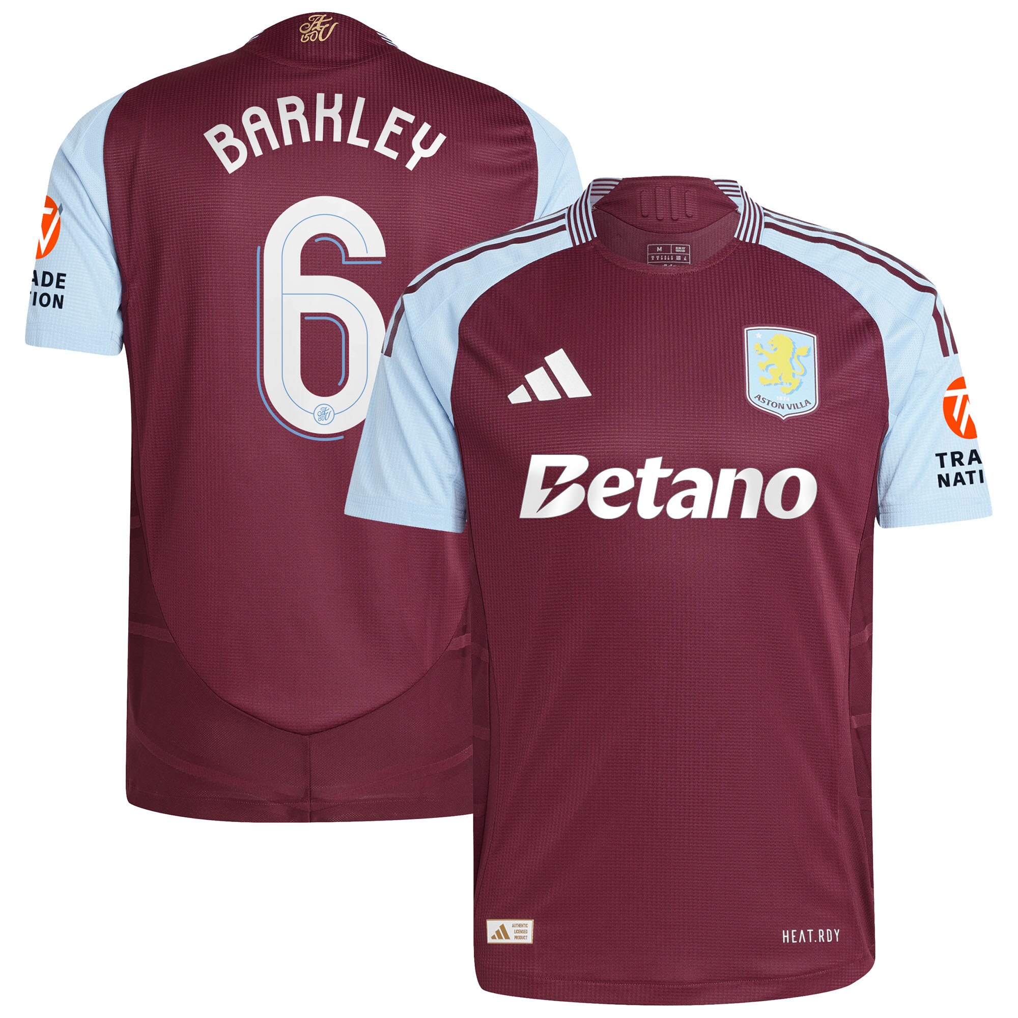 aston villa adidas home authentic shirt 2024-25 with barkley 6 cup printing Collection | Official Aston Villa FC Gear Online