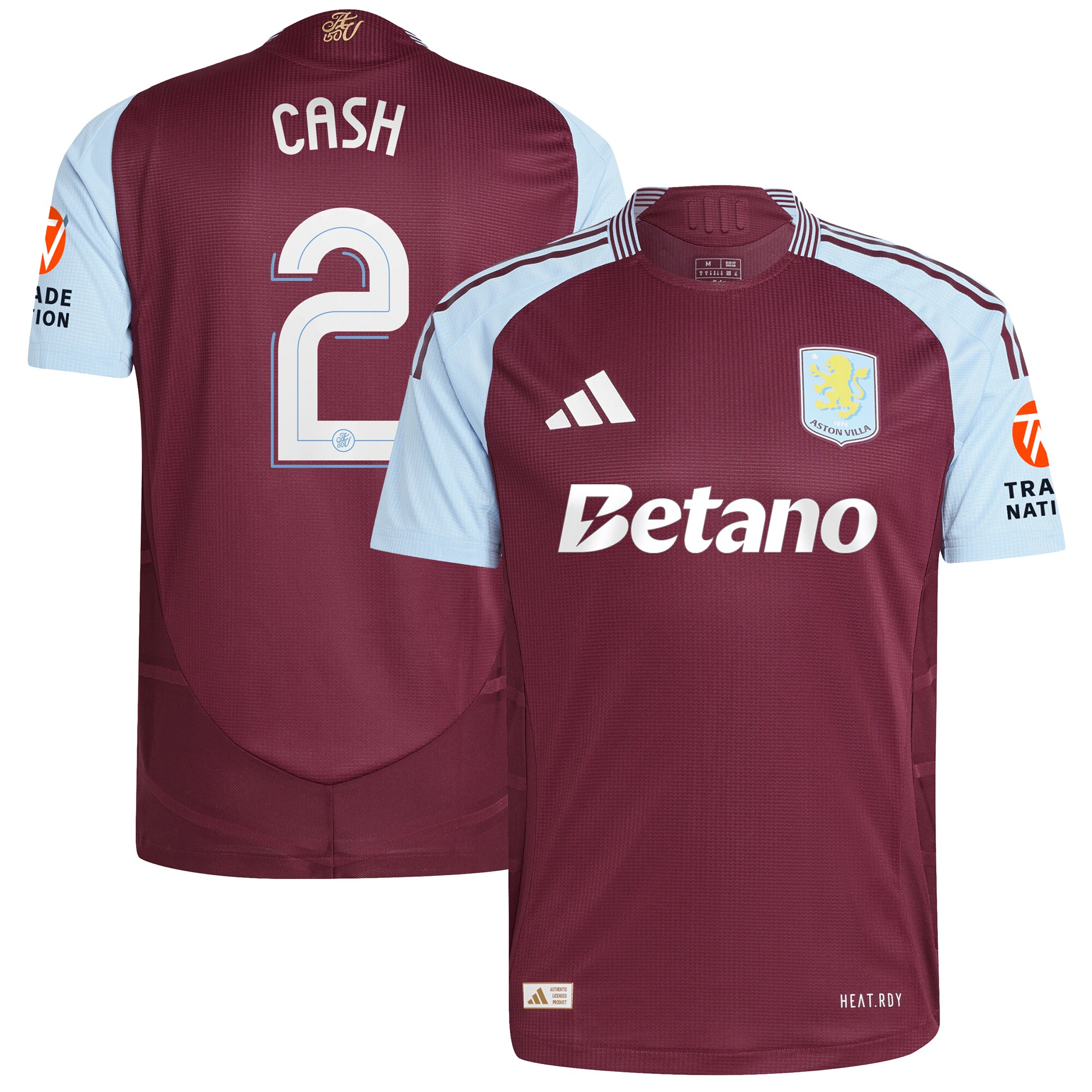 aston villa adidas home authentic shirt 2024-25 with cash 2 cup printing Collection | Official Aston Villa FC Gear Online
