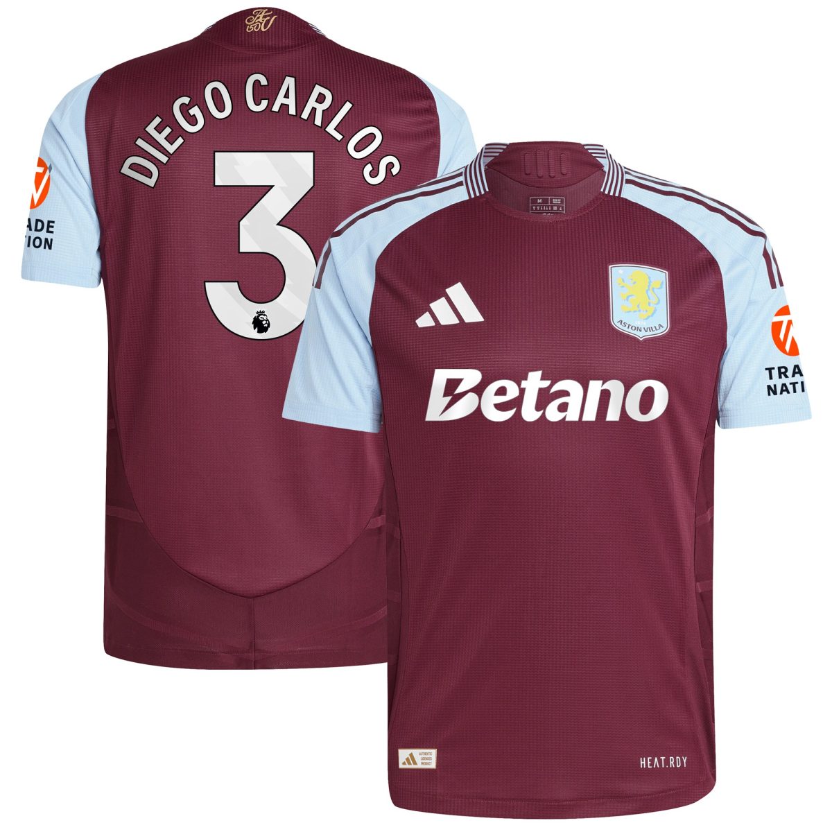aston villa adidas home authentic shirt 2024-25 with diego carlos 3 printing Collection | Official Aston Villa FC Gear Online