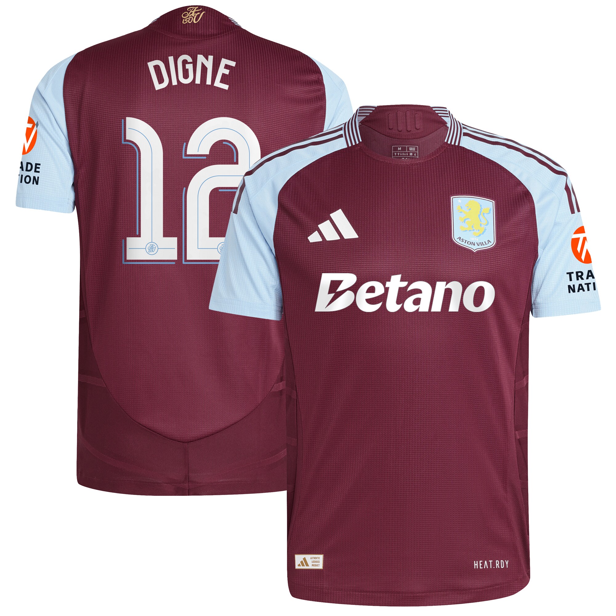 aston villa adidas home authentic shirt 2024-25 with digne 12 cup printing Collection | Official Aston Villa FC Gear Online