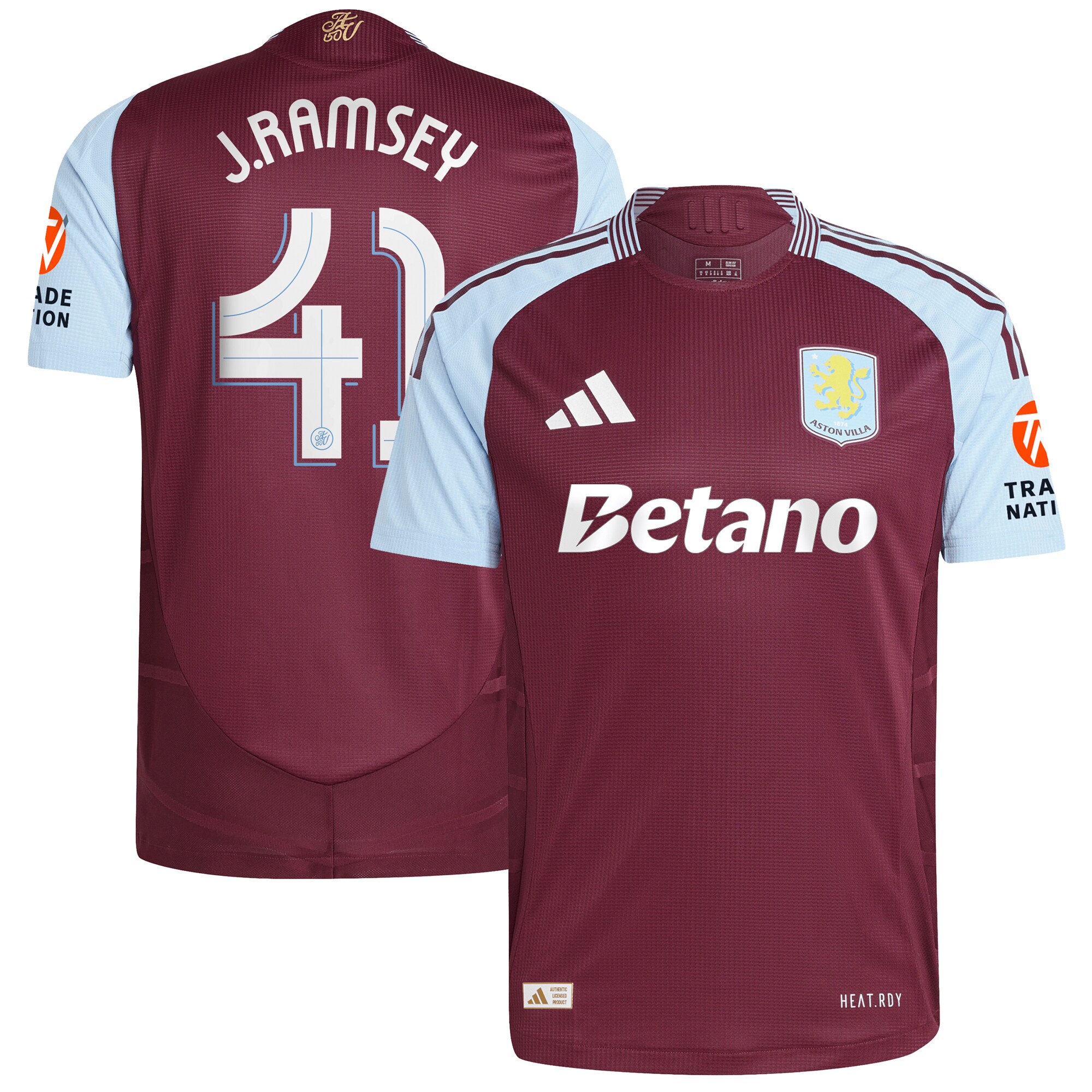 aston villa adidas home authentic shirt 2024-25 with j. ramsey 41 cup printing Collection | Official Aston Villa FC Gear Online