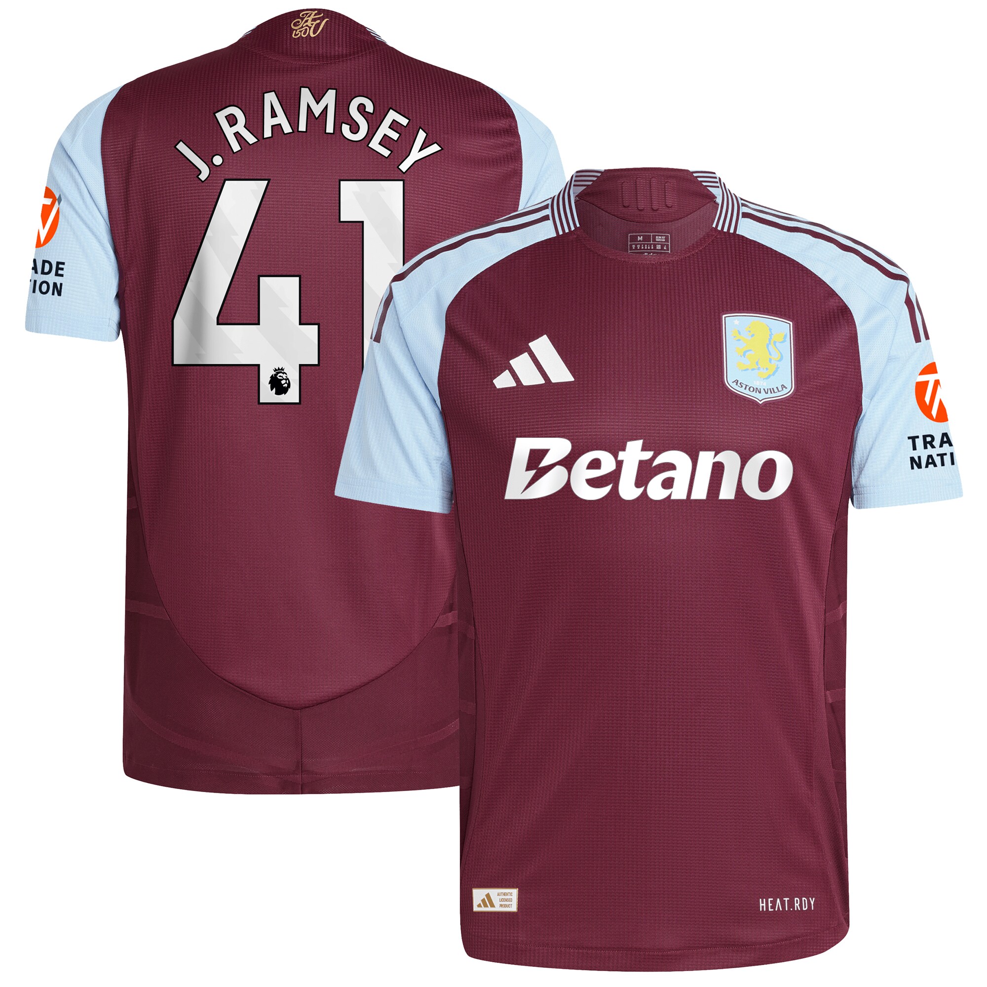 aston villa adidas home authentic shirt 2024-25 with j. ramsey 41 printing Collection | Official Aston Villa FC Gear Online
