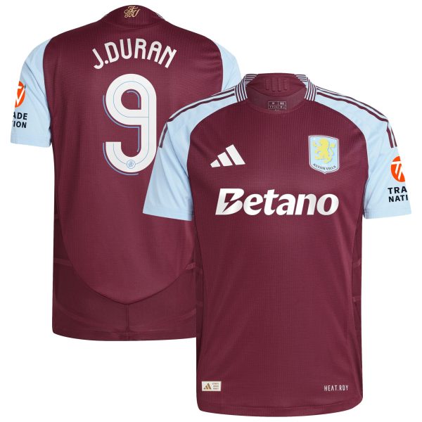 aston villa adidas home authentic shirt 2024-25 with j.duran 9 cup printing Collection | Official Aston Villa FC Gear Online