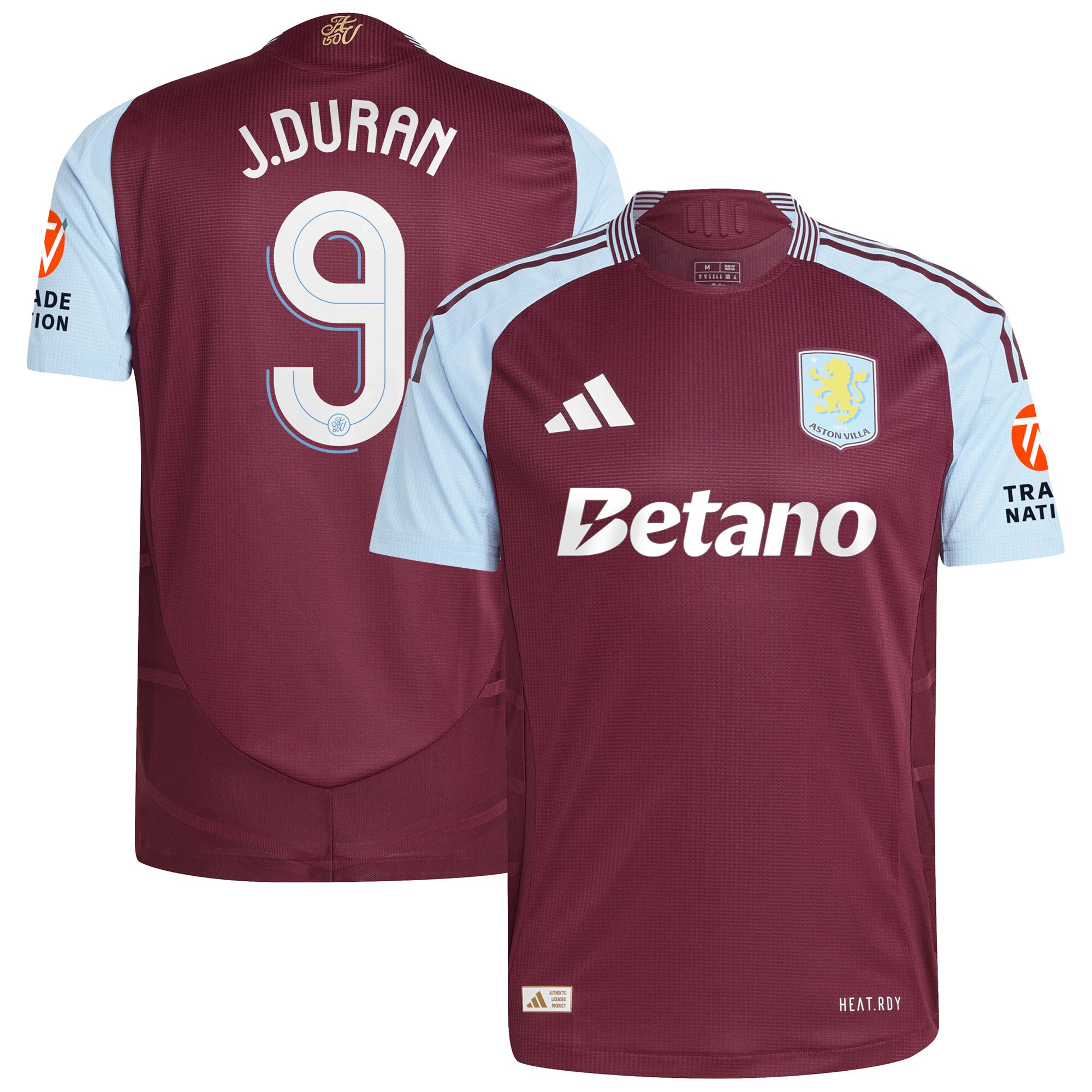 aston villa adidas home authentic shirt 2024-25 with j.duran 9 cup printing Collection | Official Aston Villa FC Gear Online