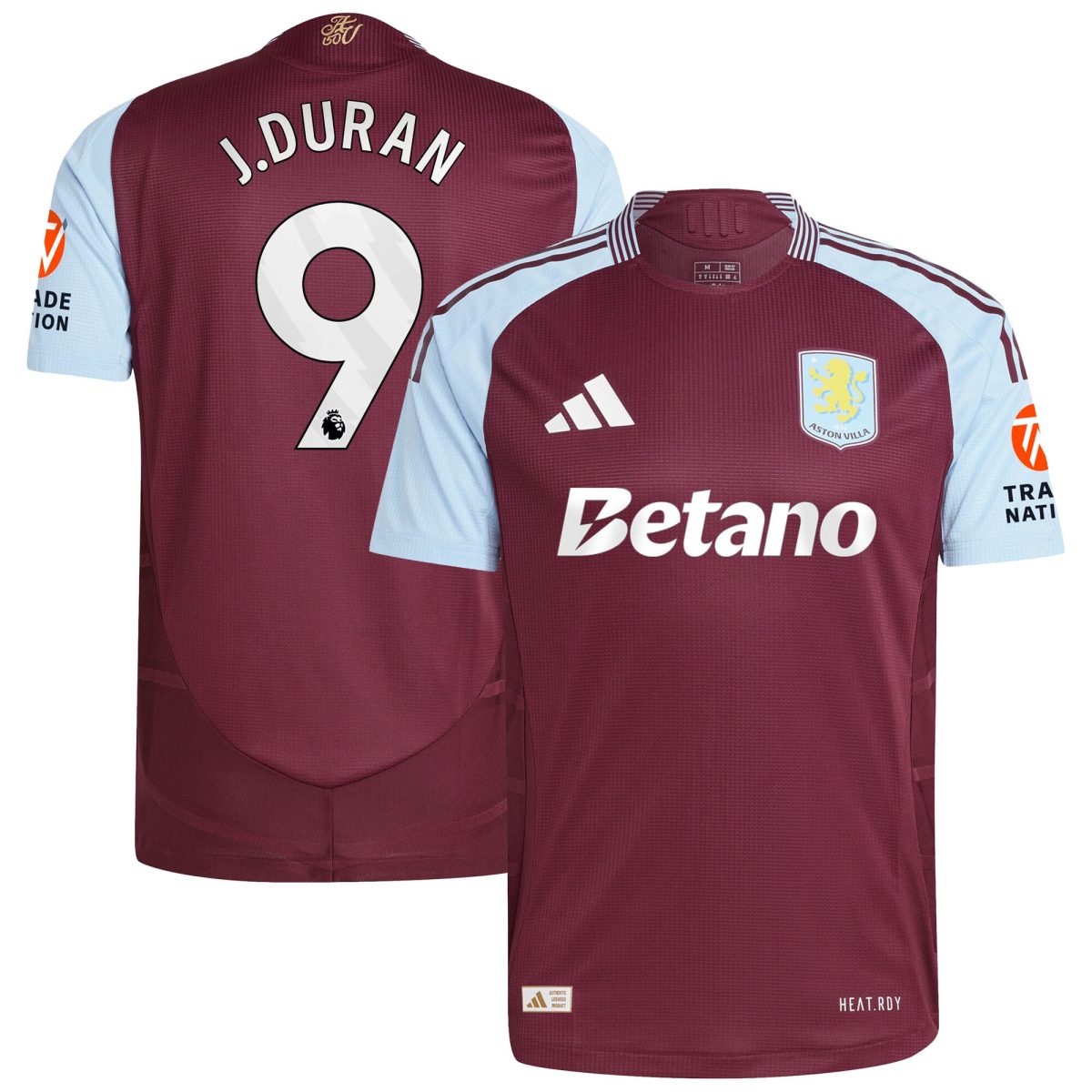 aston villa adidas home authentic shirt 2024-25 with j.duran 9 printing Collection | Official Aston Villa FC Gear Online
